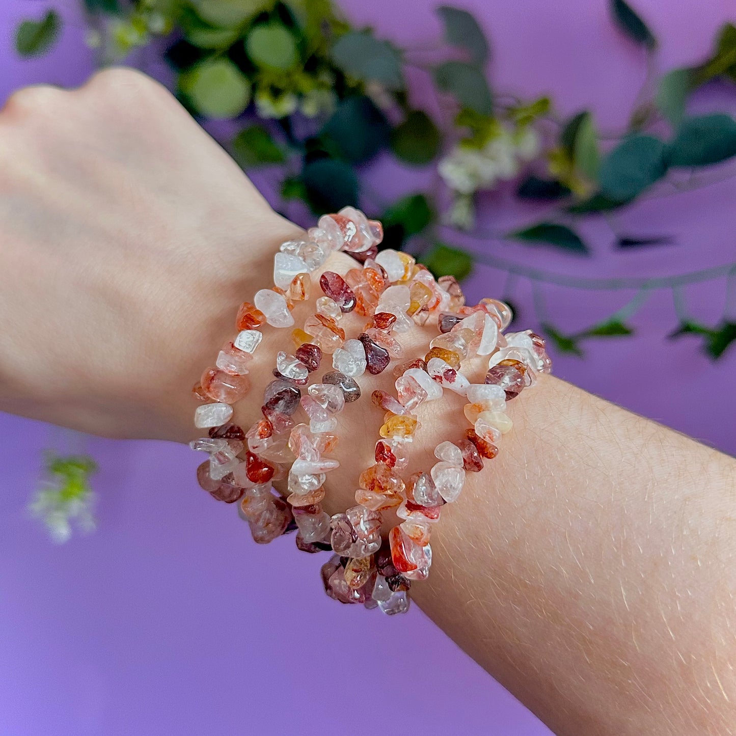 fire quartz chip bracelet
