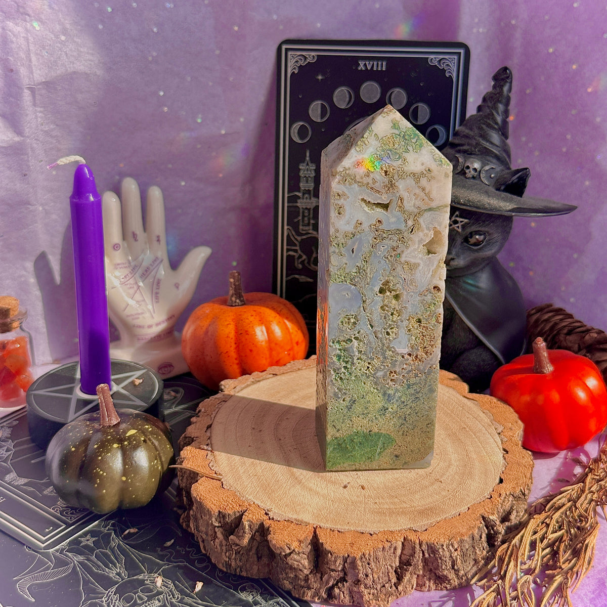 moss agate chunky tower