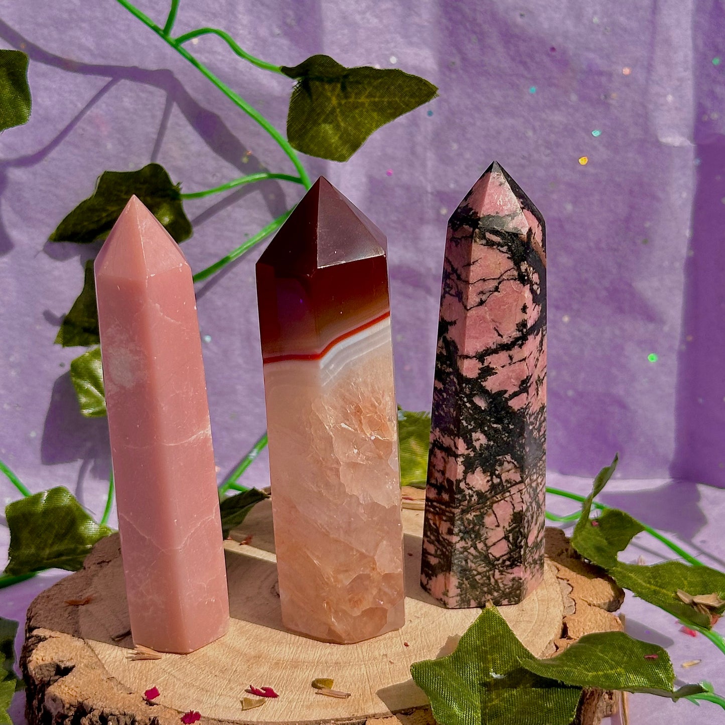 pink/red towers ~ pink opal, rhodonite & carnelian ~ choose your own