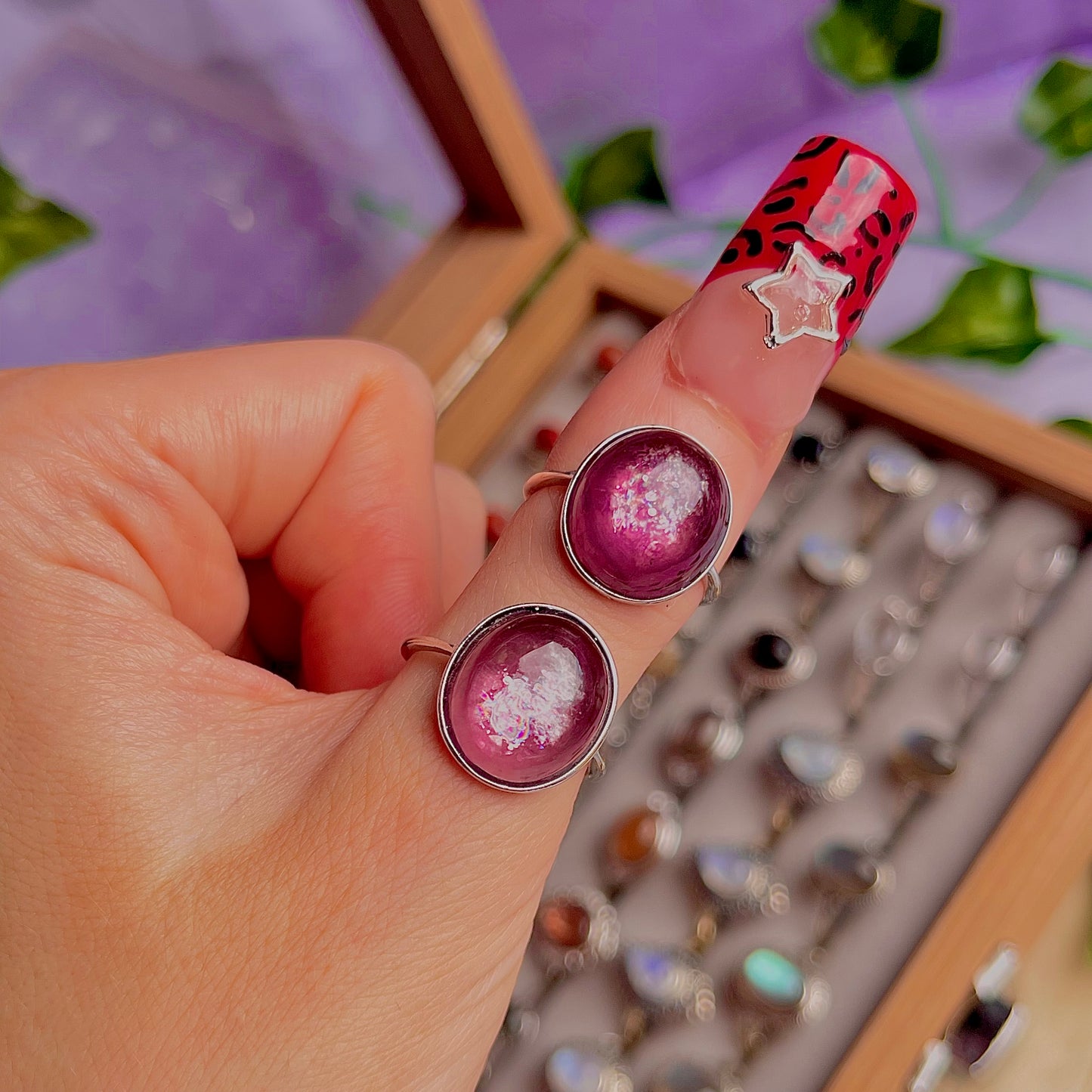 lepidolite ~ 925 sterling silver adjustable rings / intuitively chosen