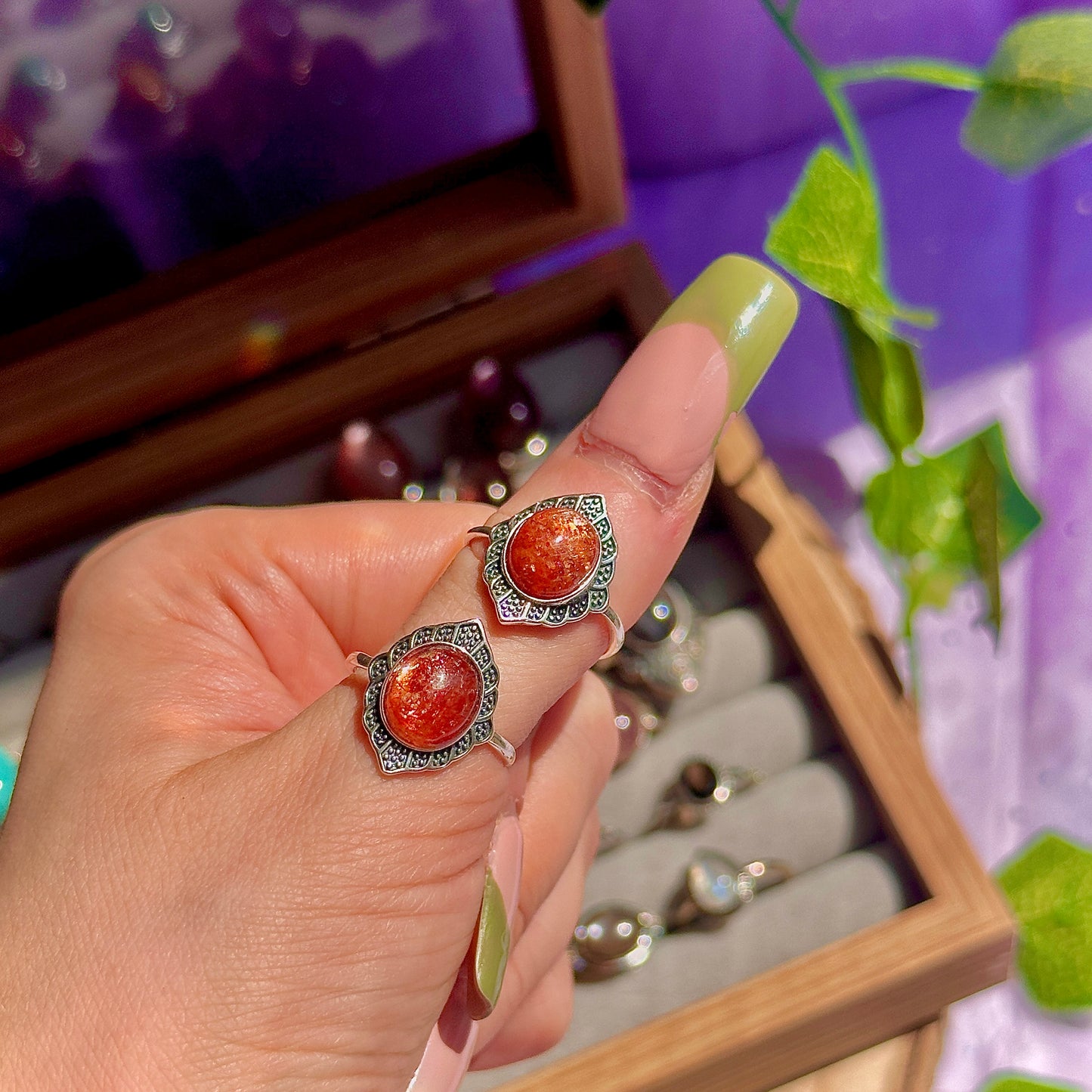 sunstone 925 sterling silver adjustable ring
