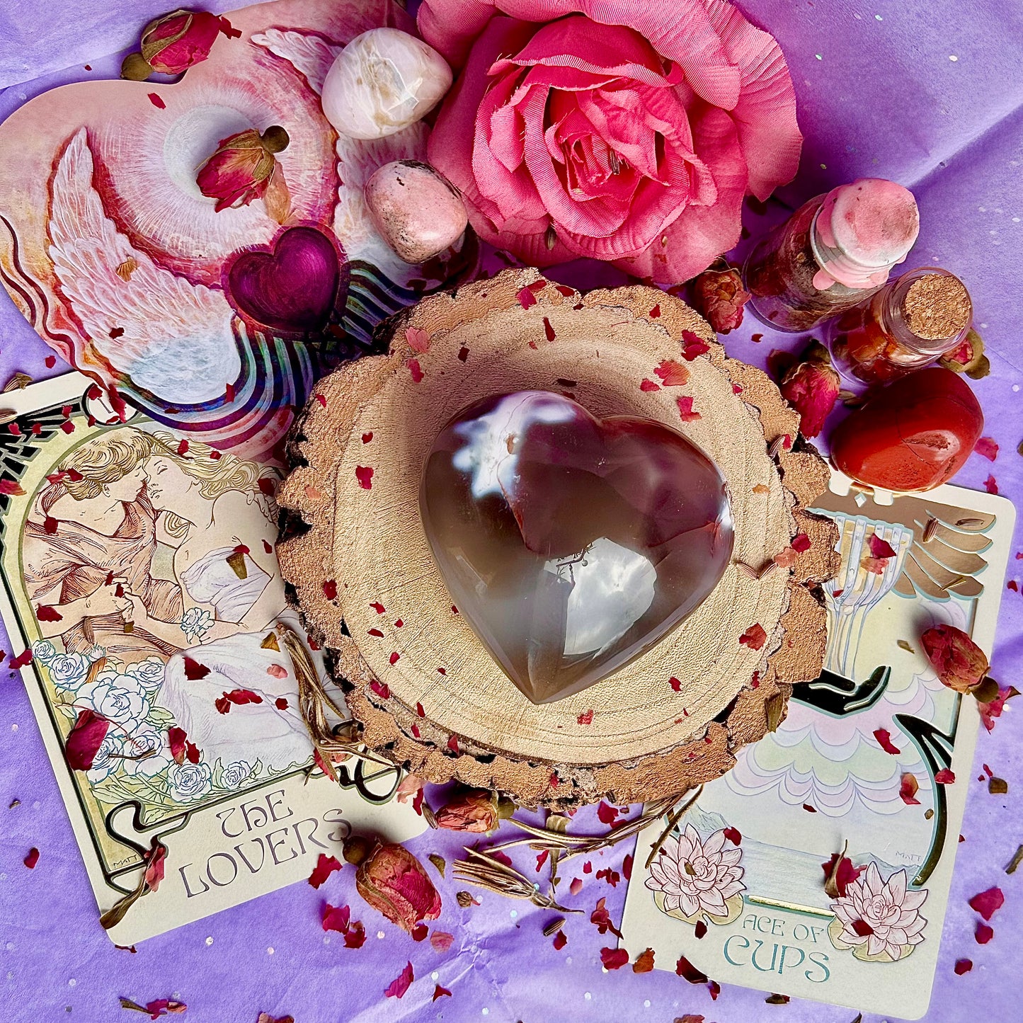 orca agate heart carving B