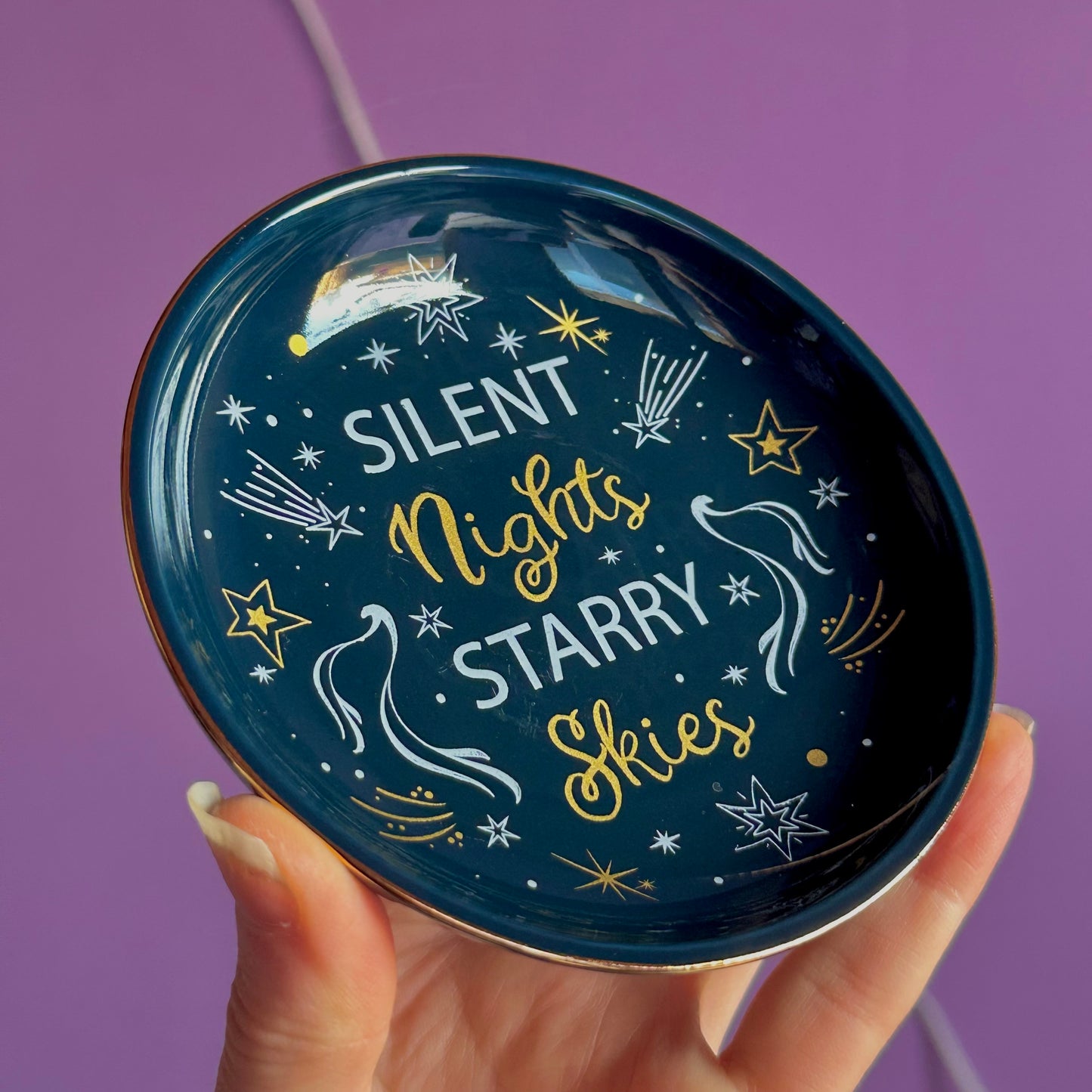 silent night starry skies trinket dish
