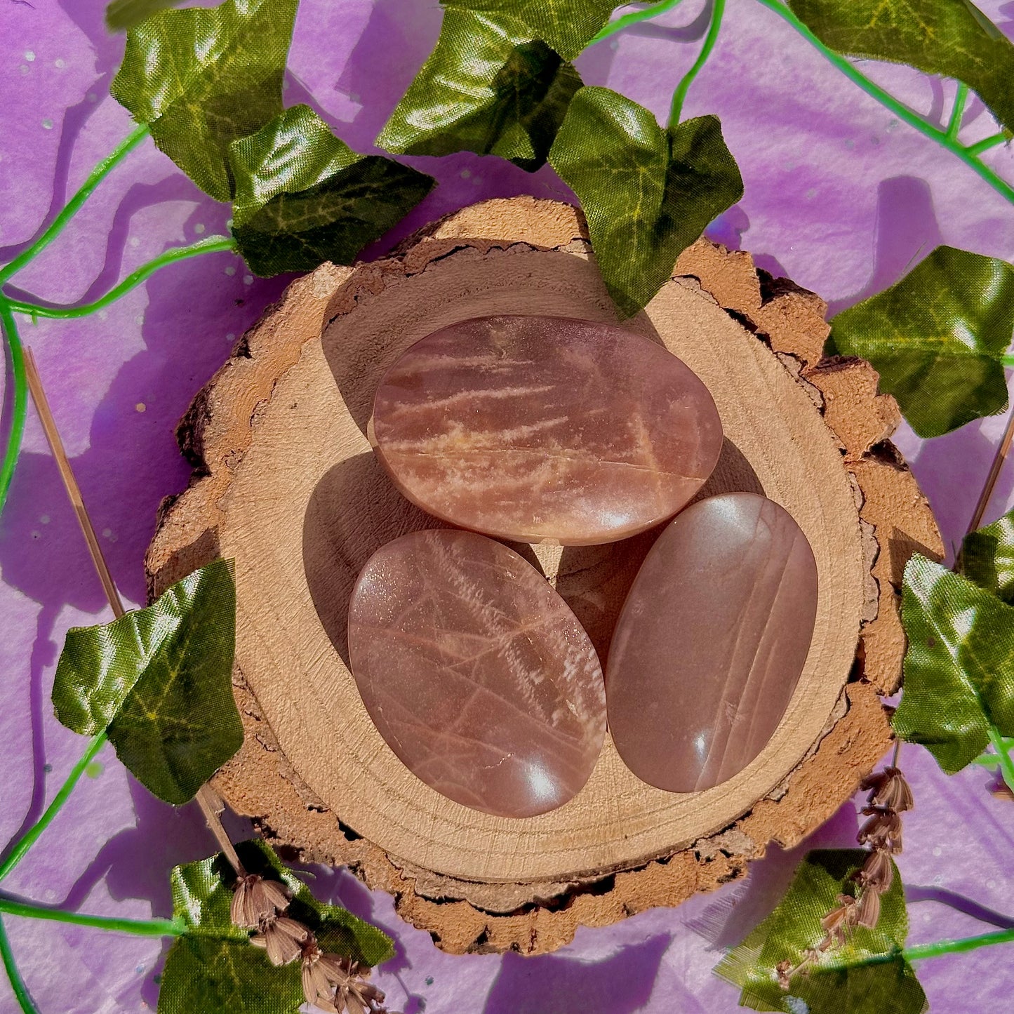 moonstone & sunstone palm stones ~ intuitively chosen