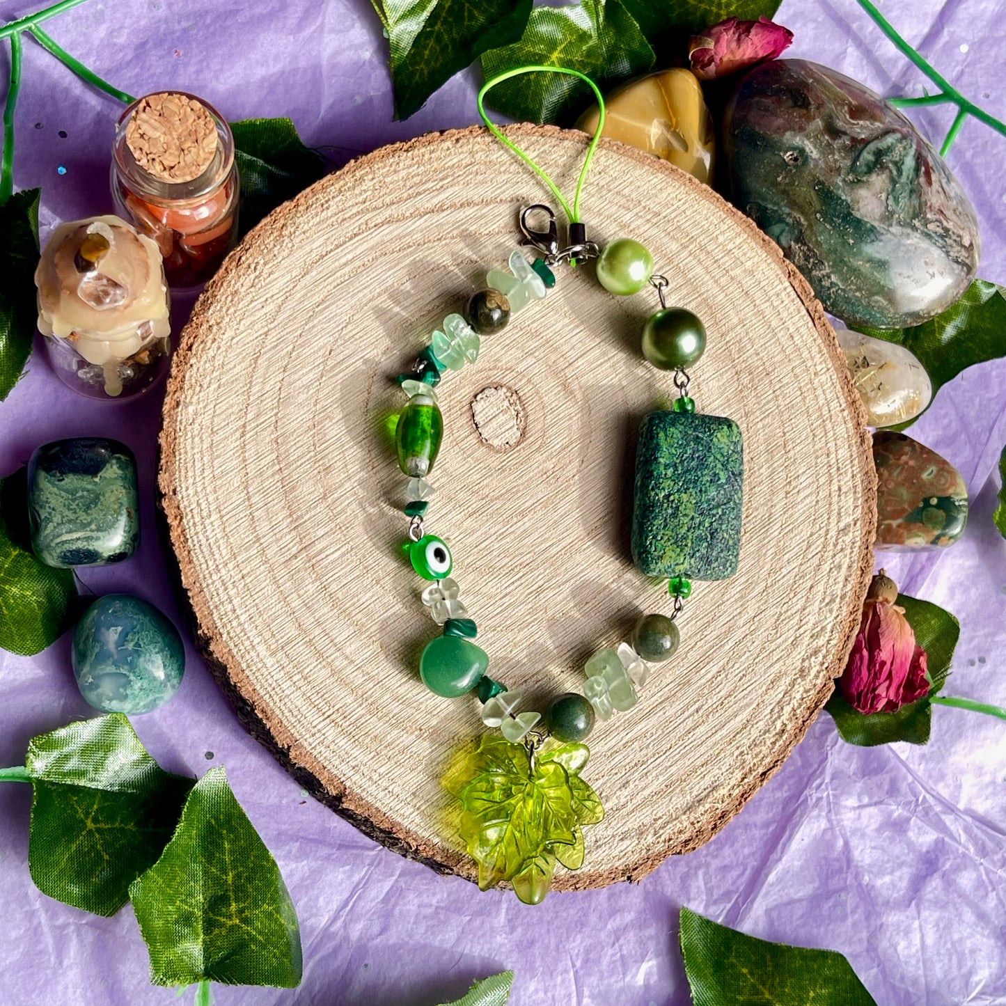 green phone charm