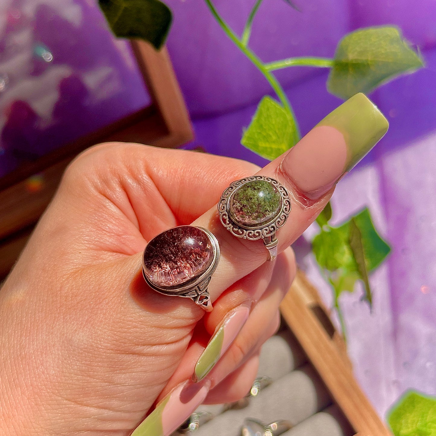 garden quartz 925 sterling silver adjustable ring