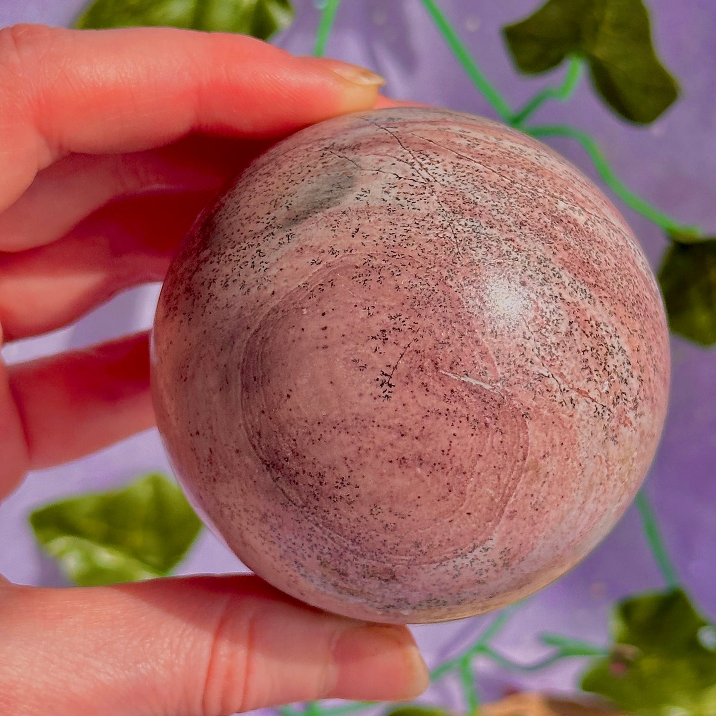 pink picture jasper sphere