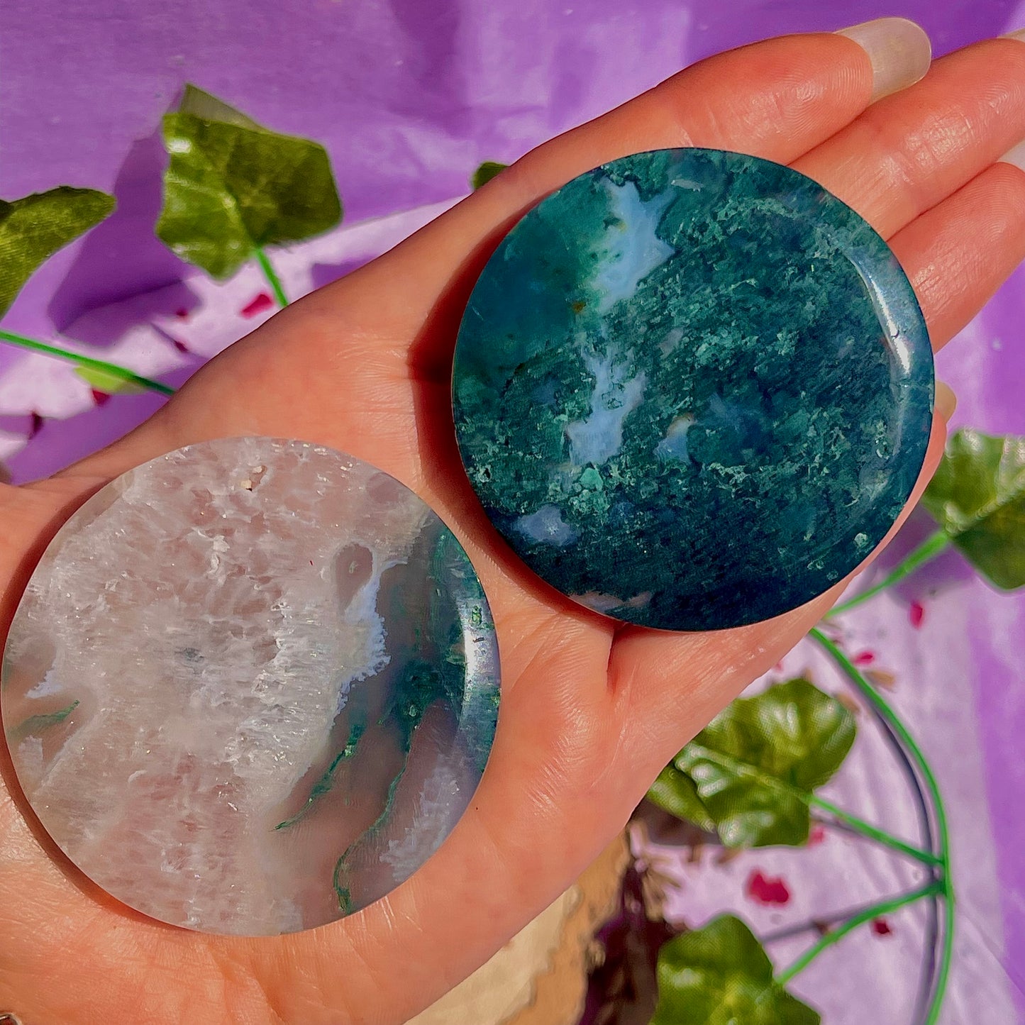 moss agate disc C & D