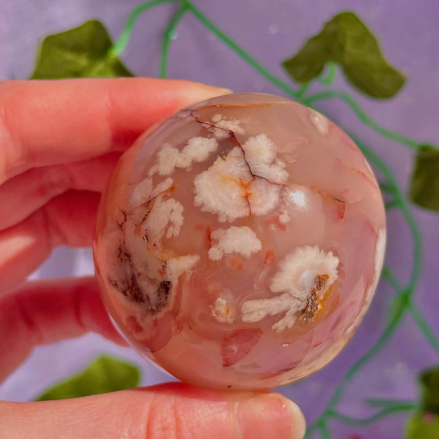 flower agate sphere