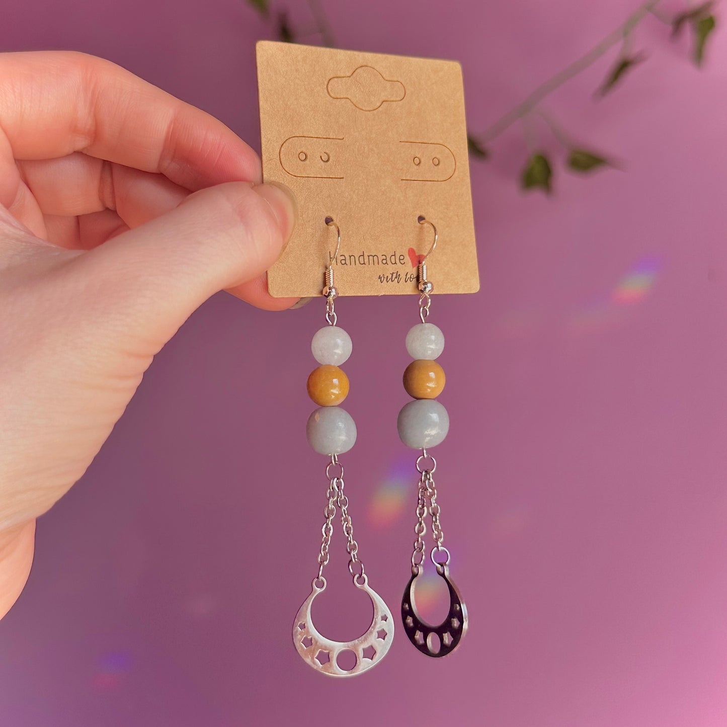 celestial earrings on 925 hooks ~ aquamarine, mookaite, angelite