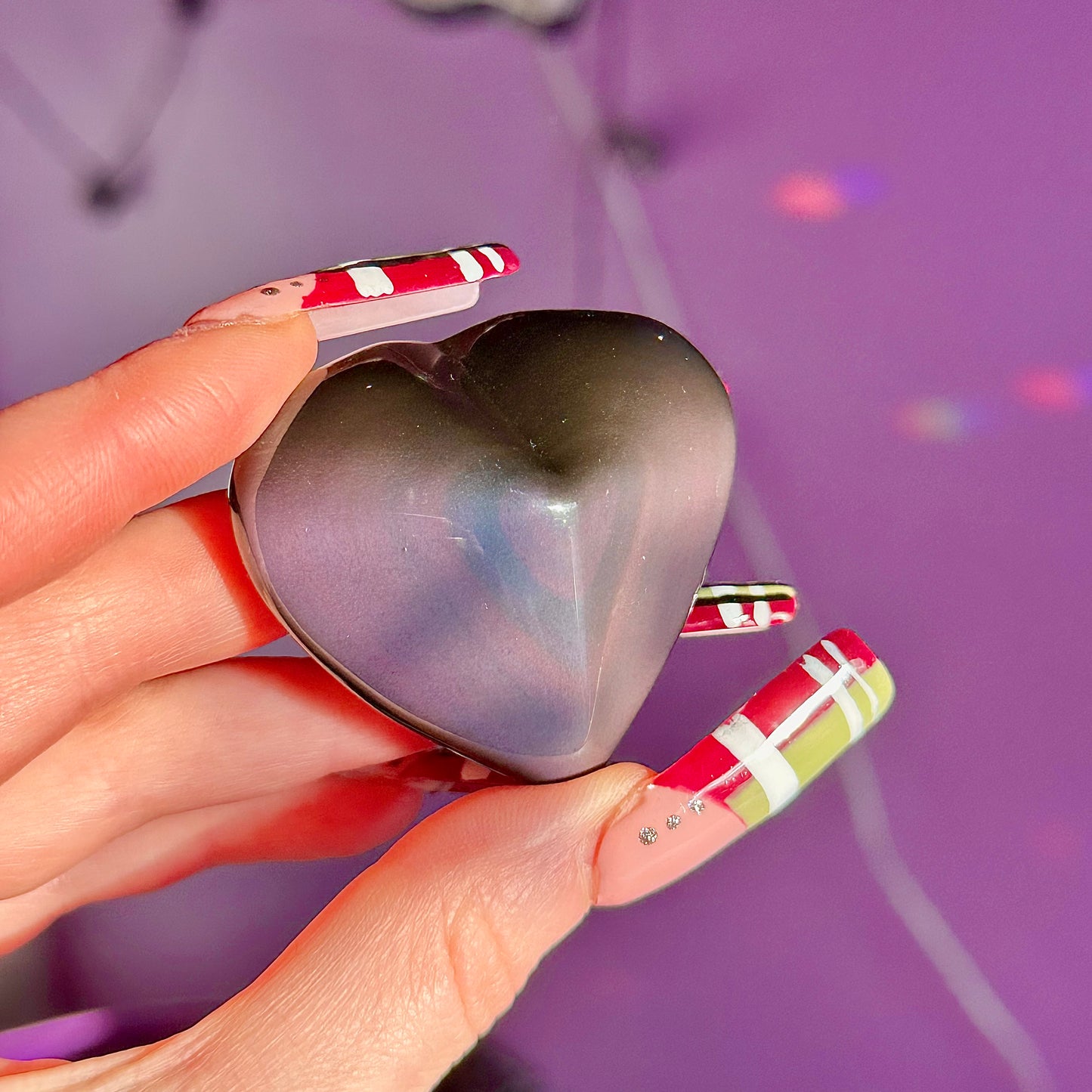 rainbow obsidian heart carvings A & B