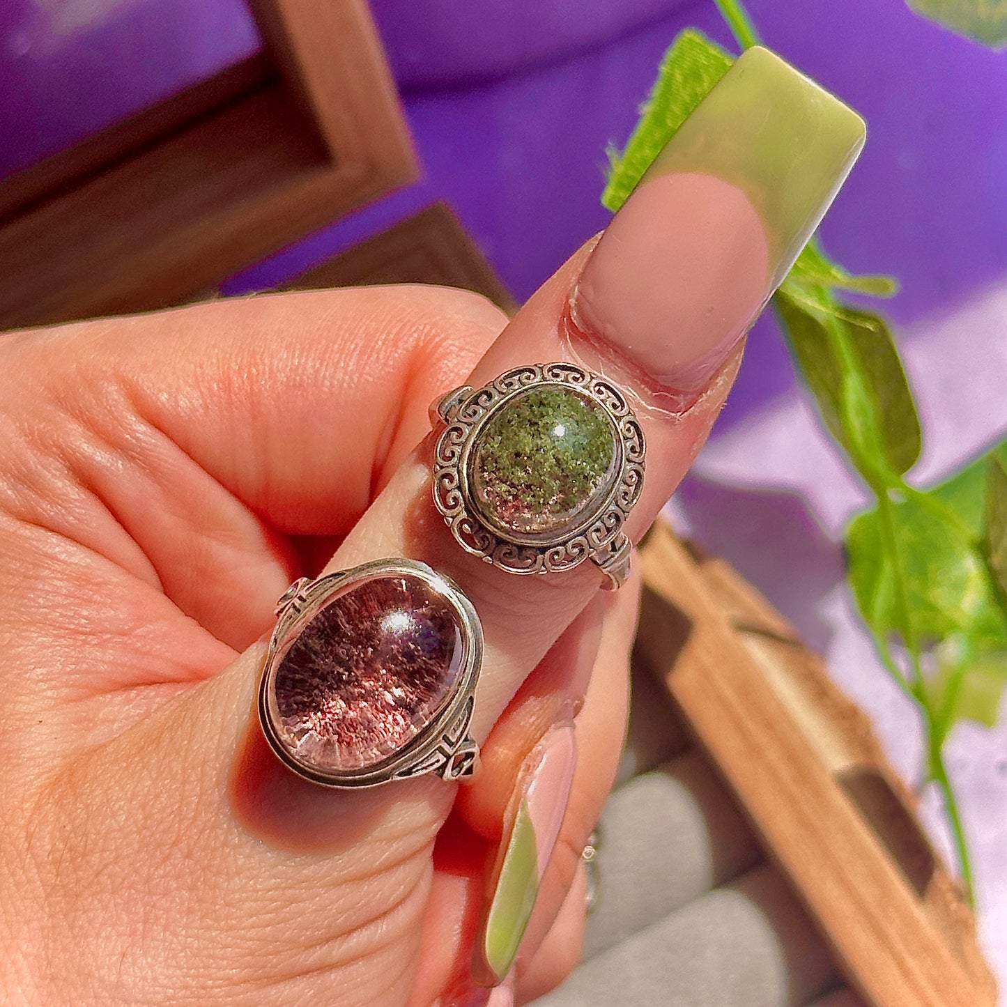garden quartz 925 sterling silver adjustable ring