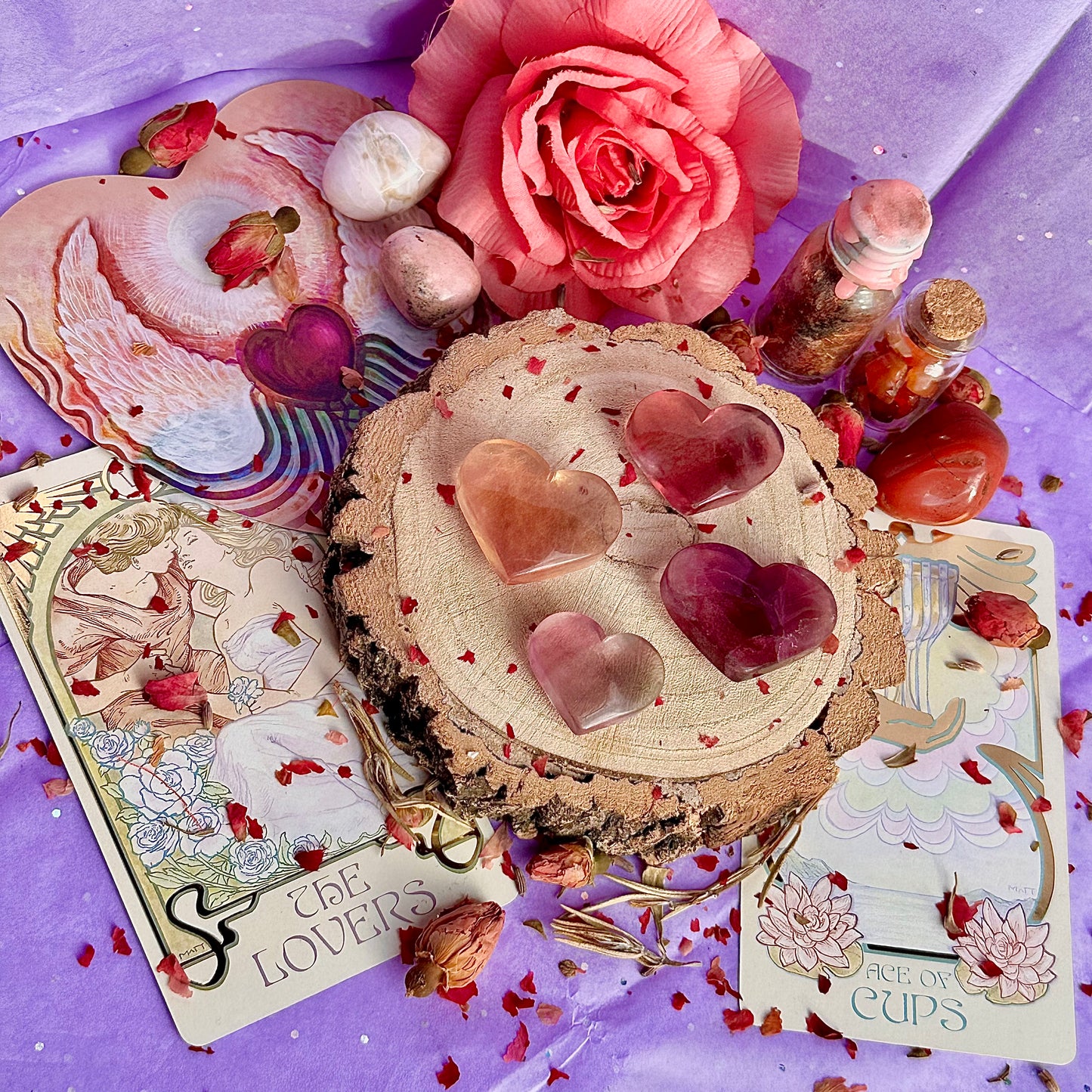 candy rainbow fluorite heart carvings ~ choose your own