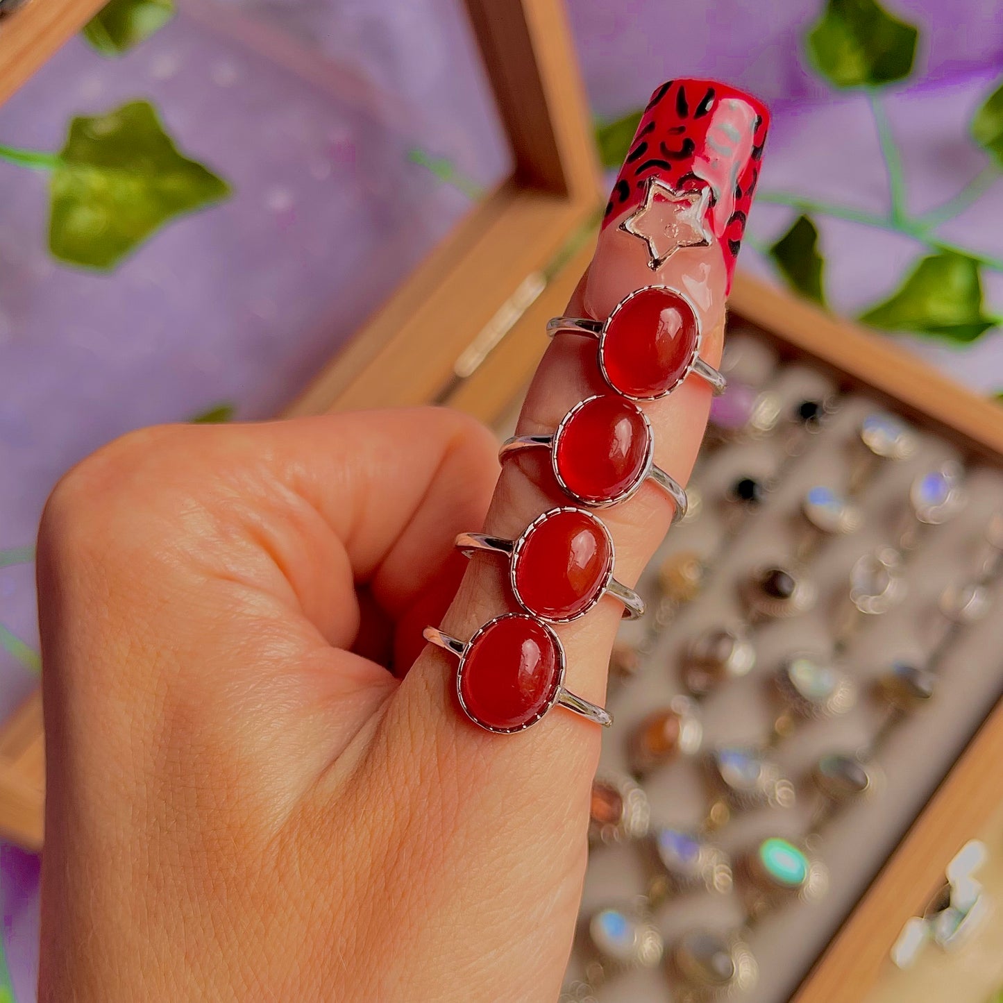 carnelian style A ~ 925 sterling silver & adjustable rings / intuitively chosen
