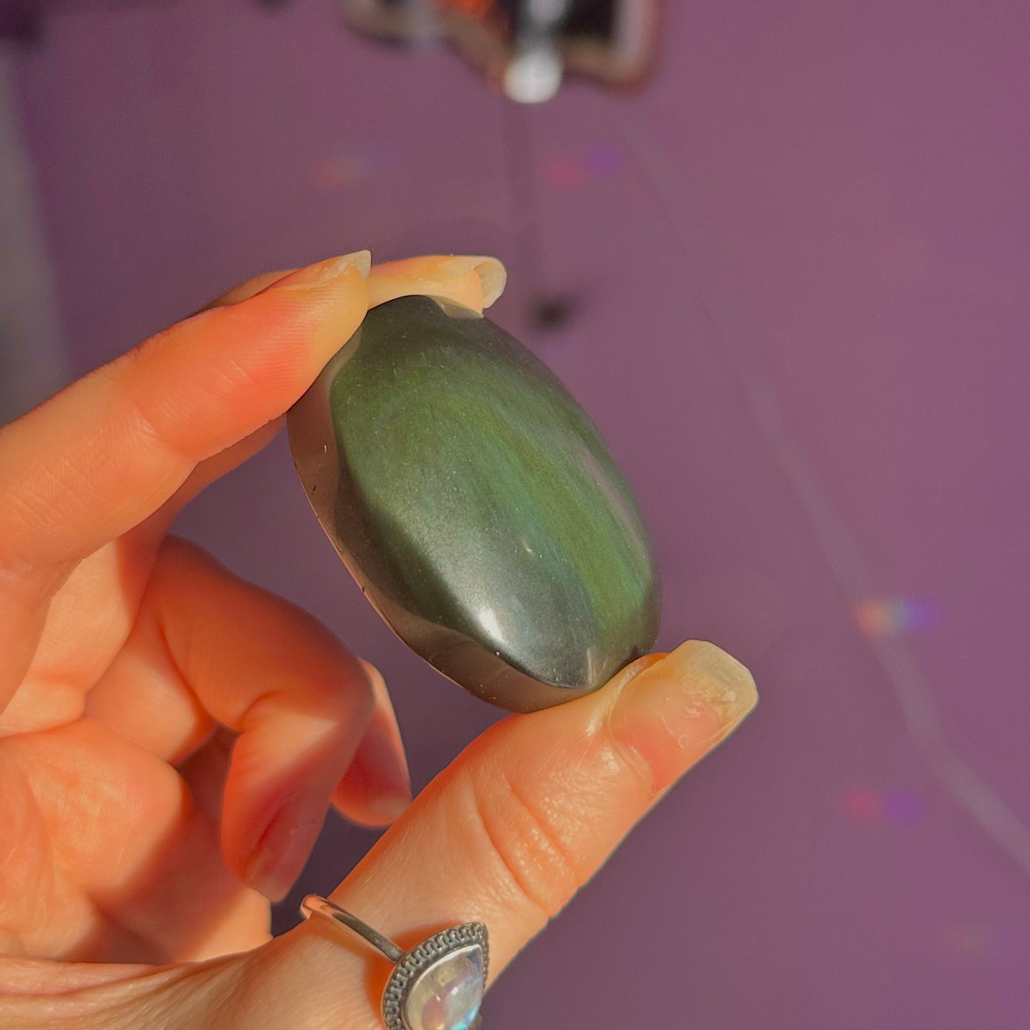 rainbow obsidian palm stone ~ intuitively chosen