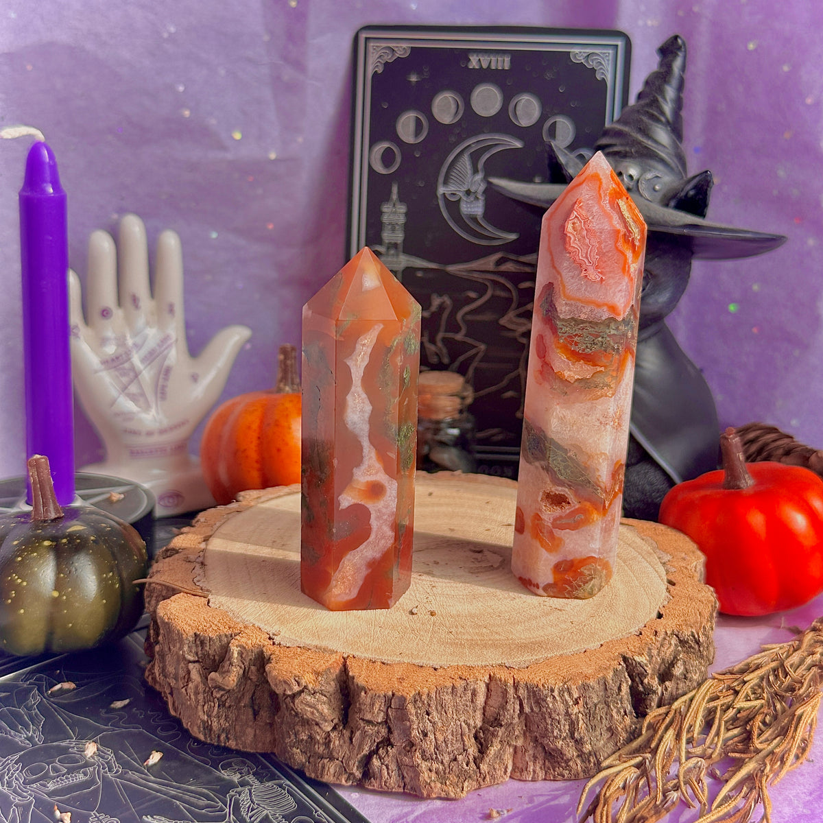 carnelian x moss agate towers ~ choose your own