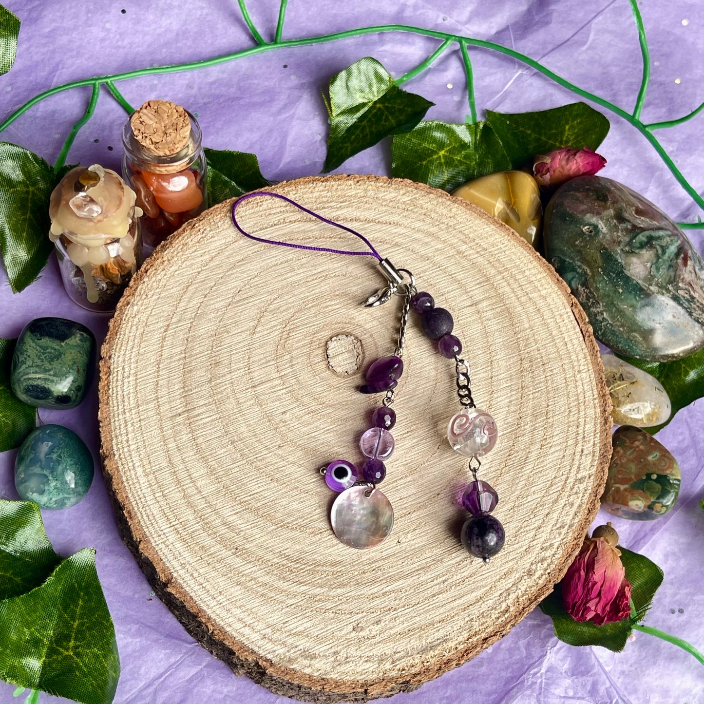 purple phone charm