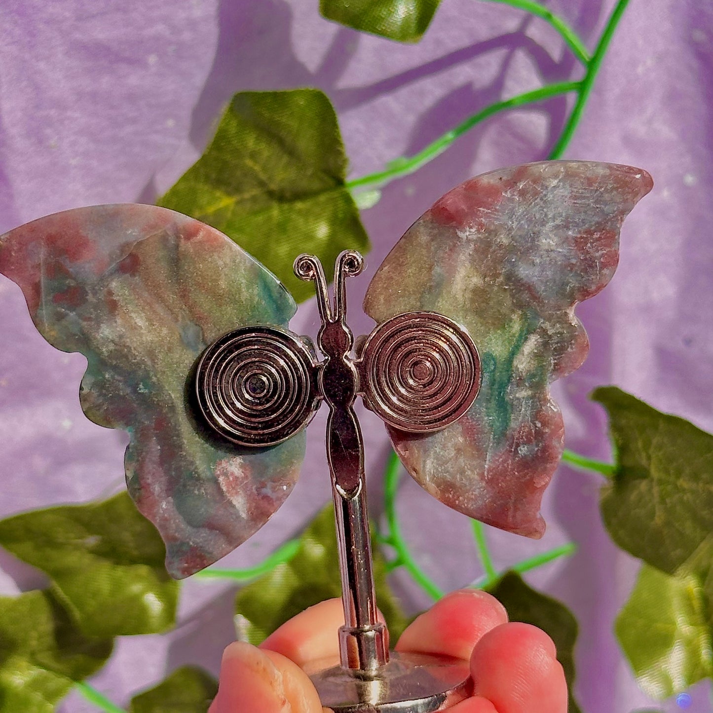 sea jasper butterflies on stand & dragon fly carving ~ choose your own
