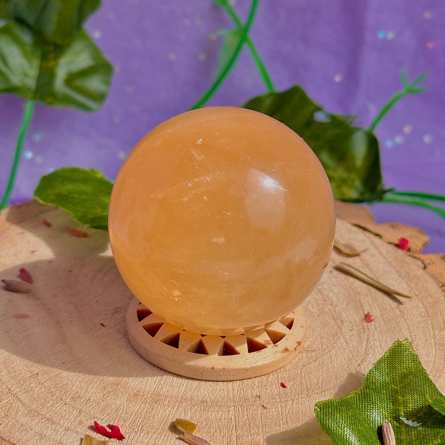 honey calcite sphere