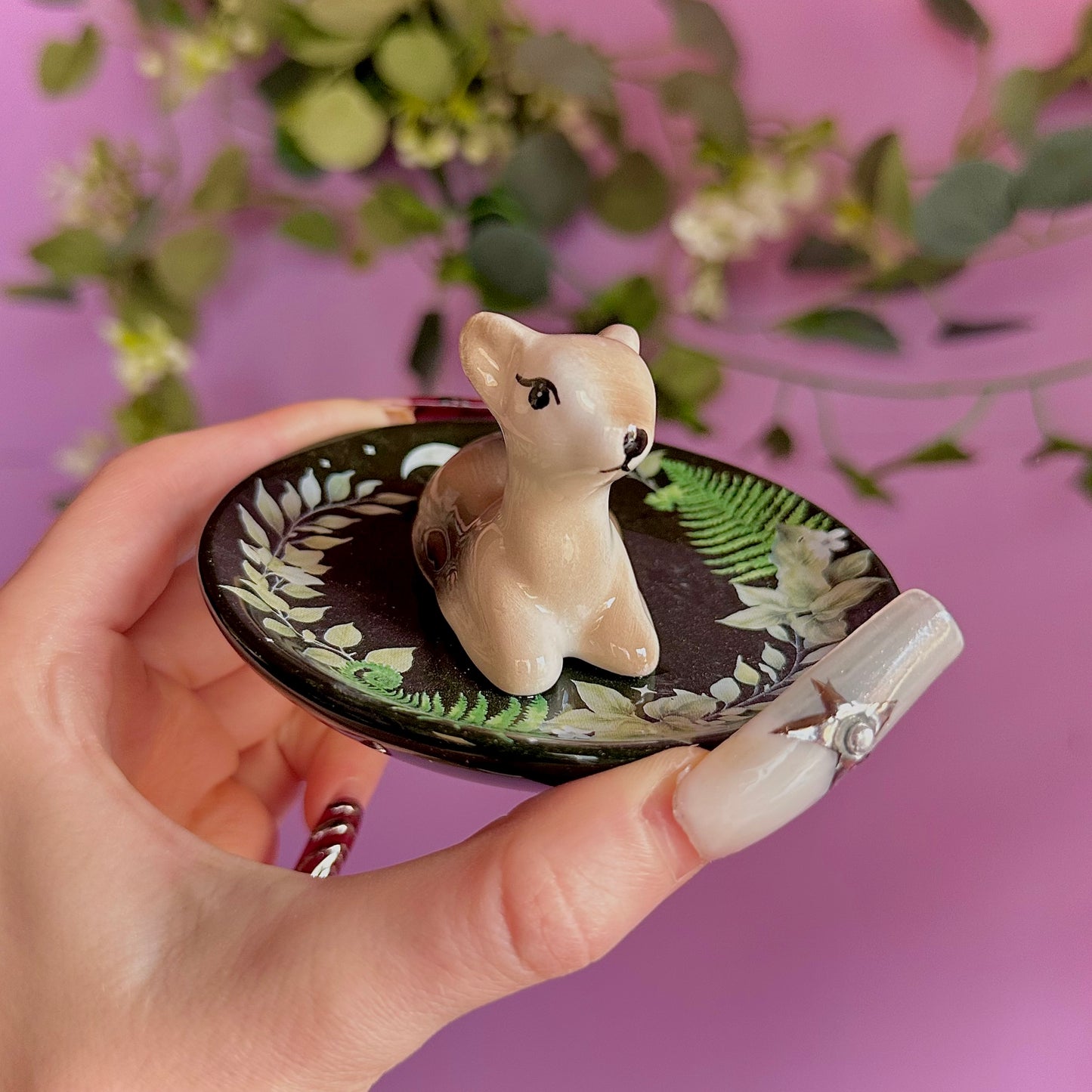 green fawn trinket dish