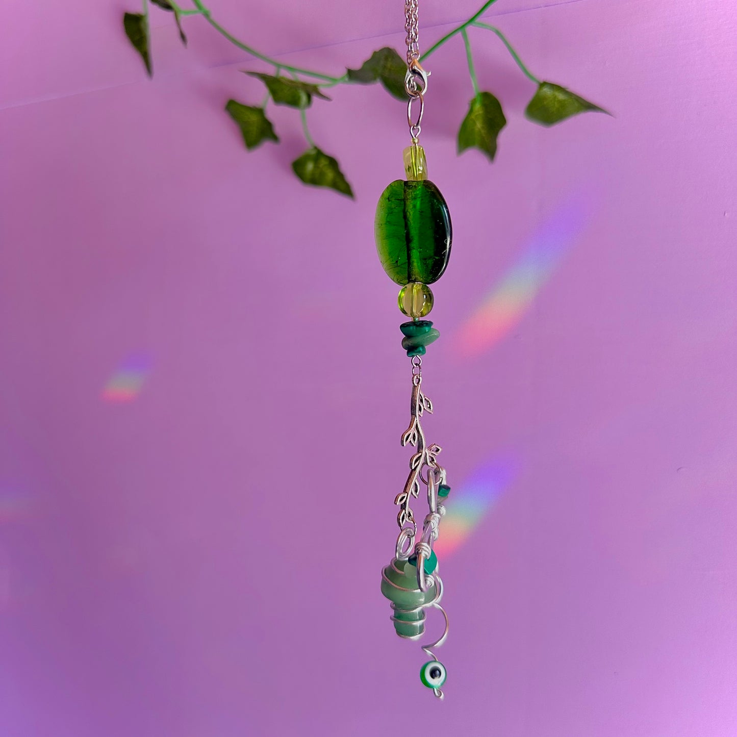 dragon fly mushroom car charm ~ aventurine and malachite