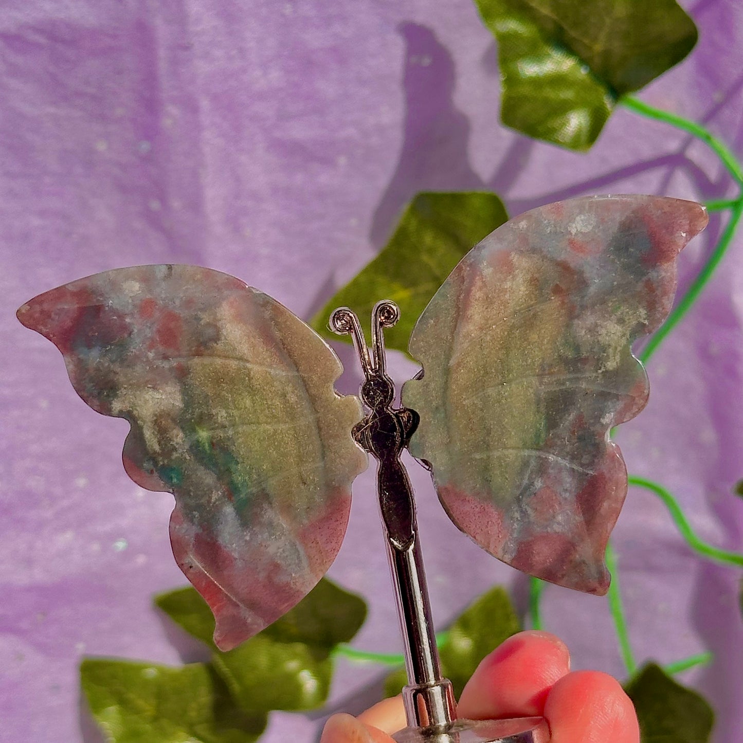 sea jasper butterflies on stand & dragon fly carving ~ choose your own