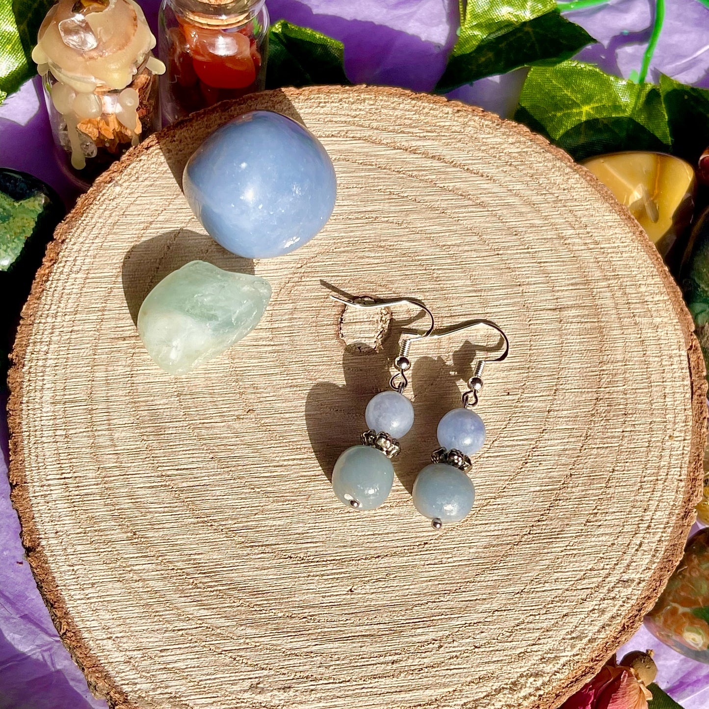 aquamarine & angelite earrings on 925 hooks