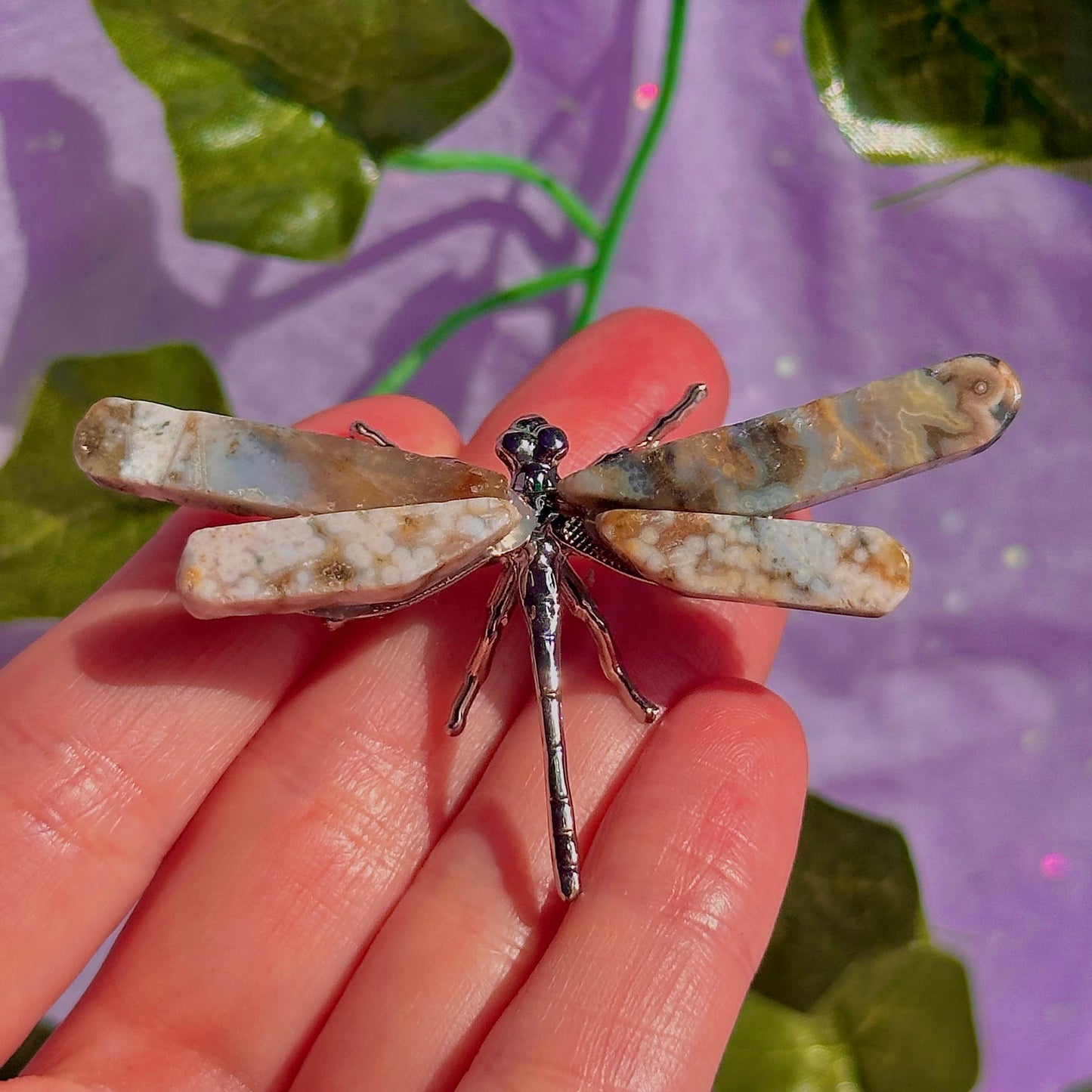 sea jasper butterflies on stand & dragon fly carving ~ choose your own