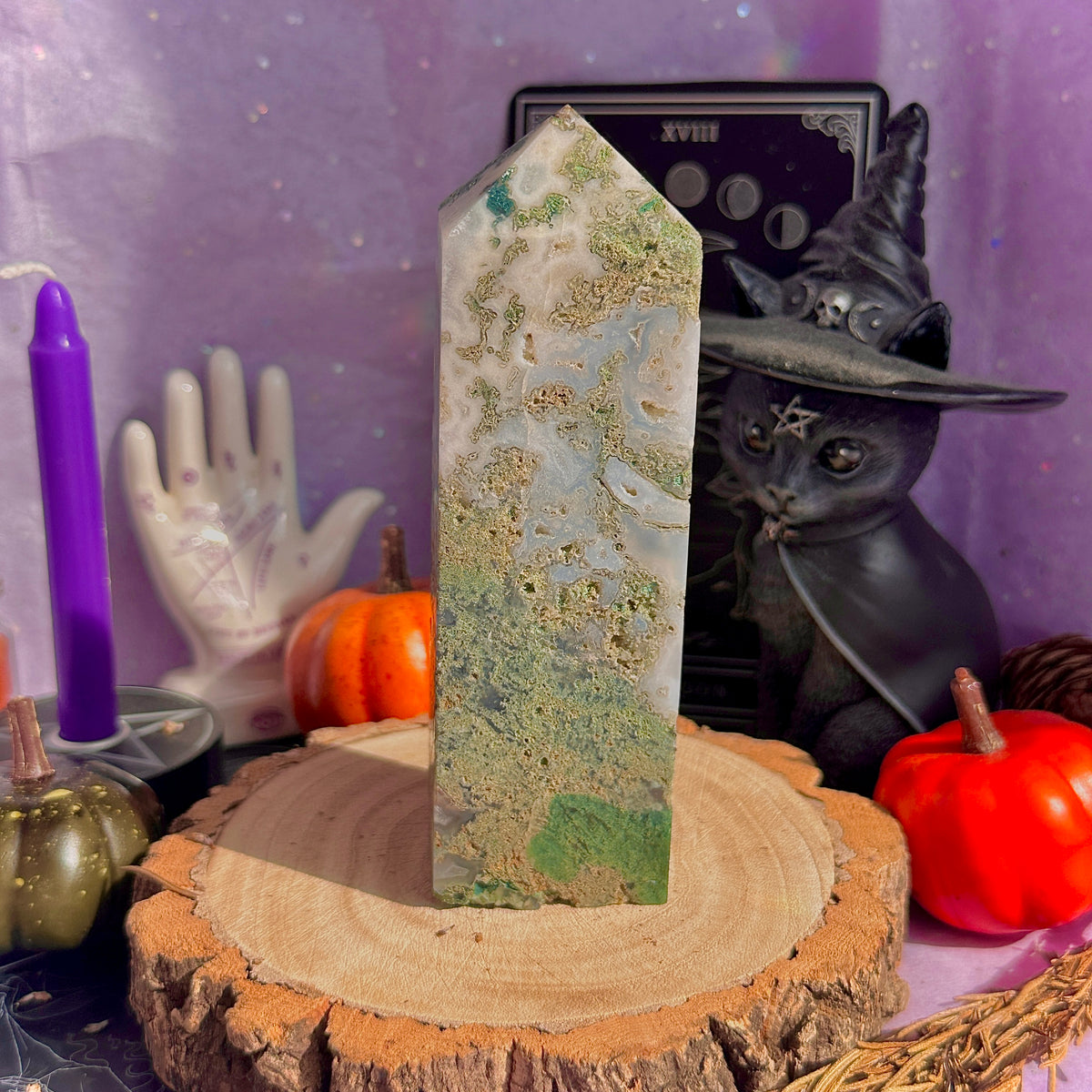 moss agate chunky tower