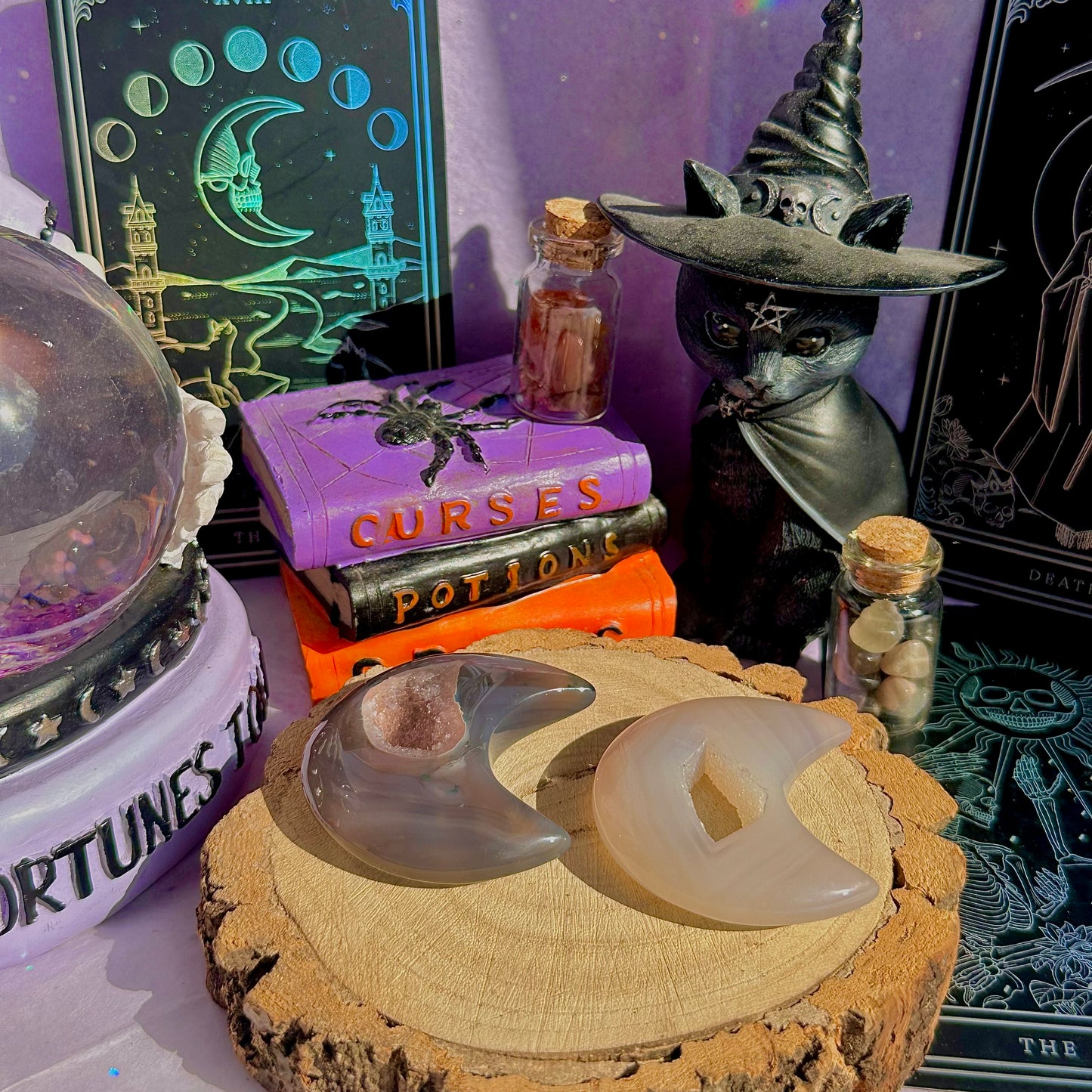 druzy agate moon carving ~ choose your own