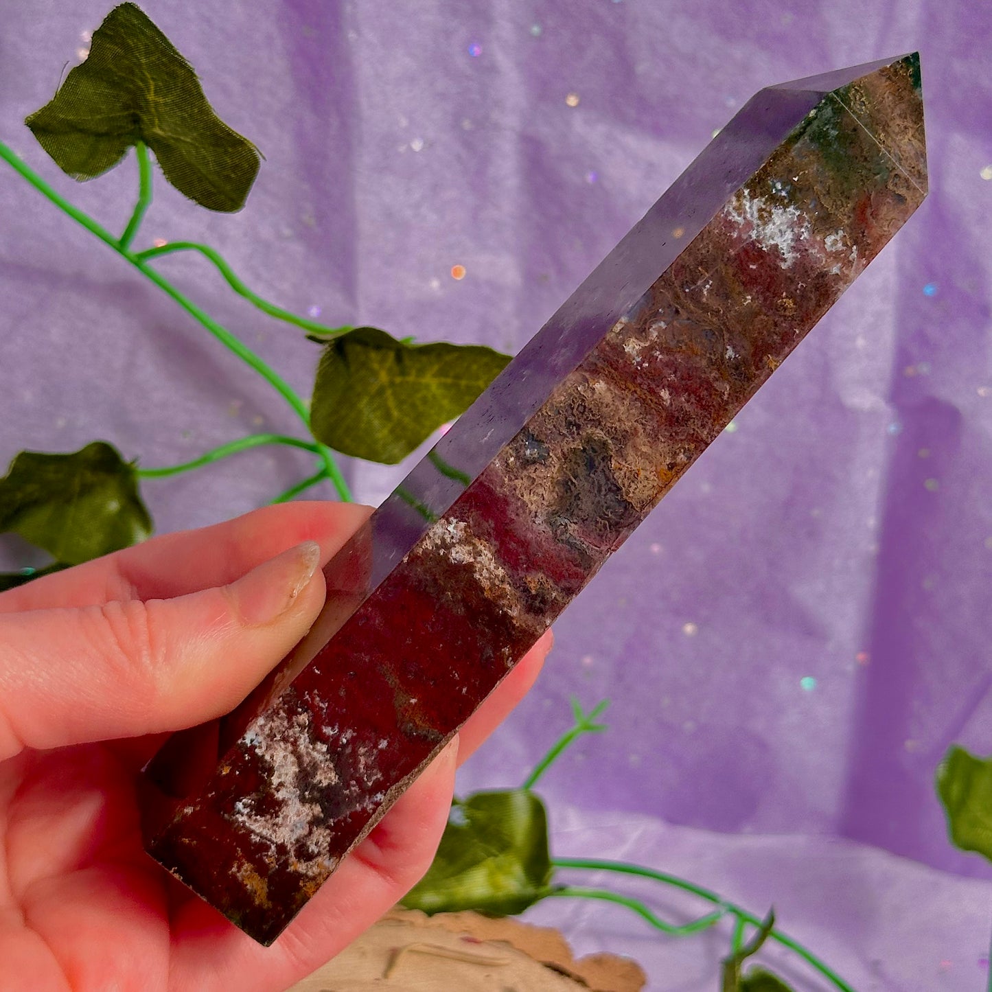 red moss agate tower