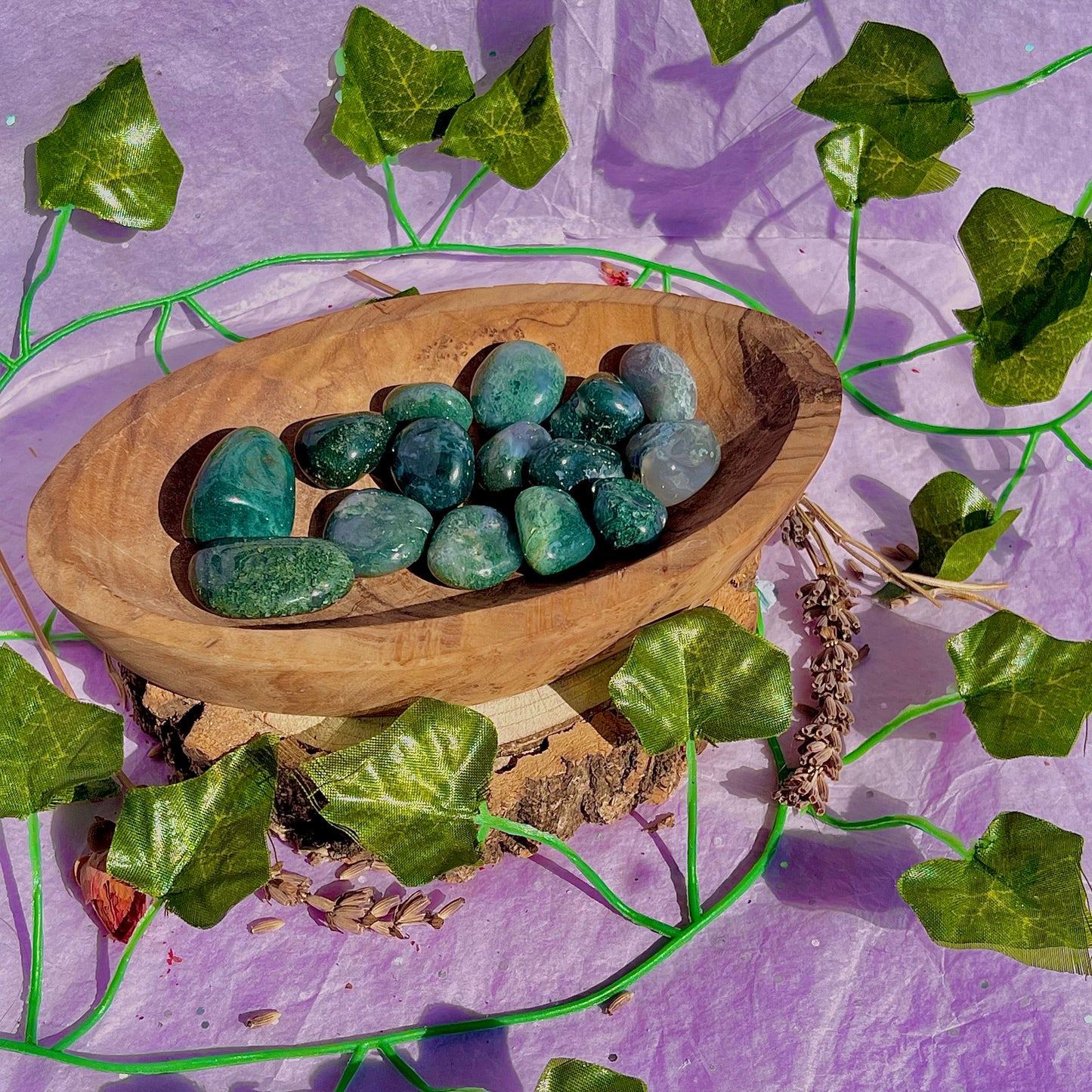 moss agate tumble