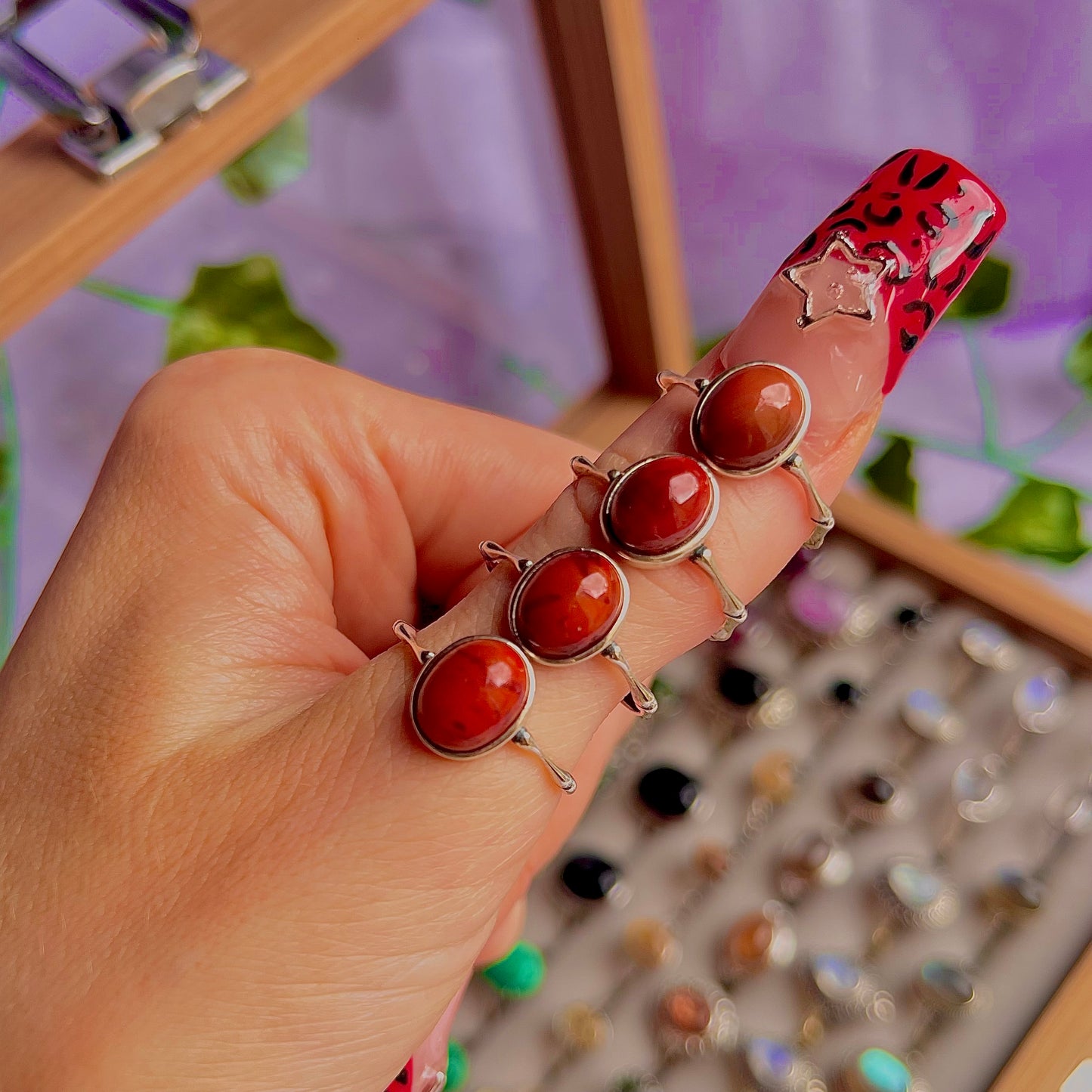 carnelian style B ~ 925 sterling silver adjustable rings / intuitively chosen