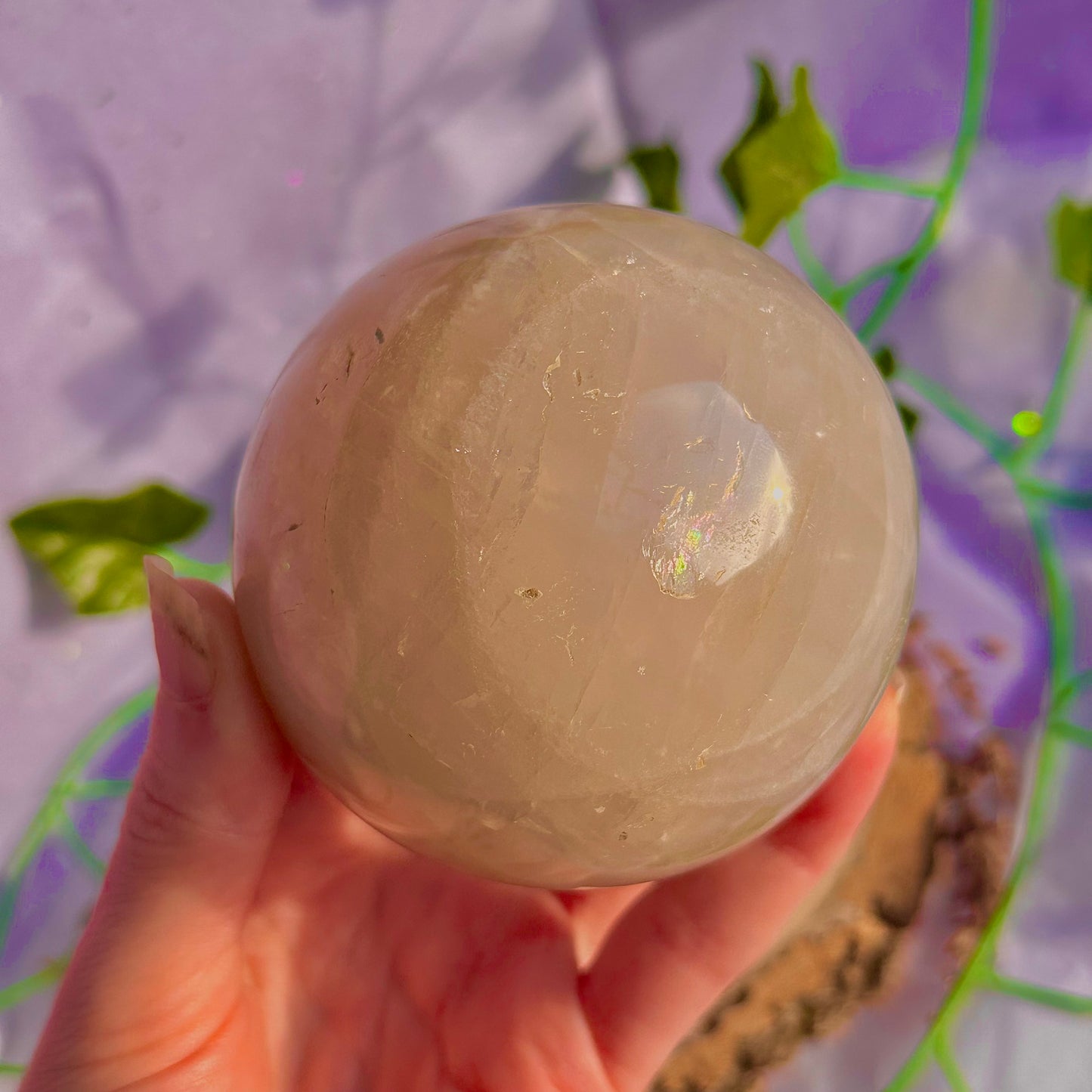 sphère de quartz rose bleu ~ 626g