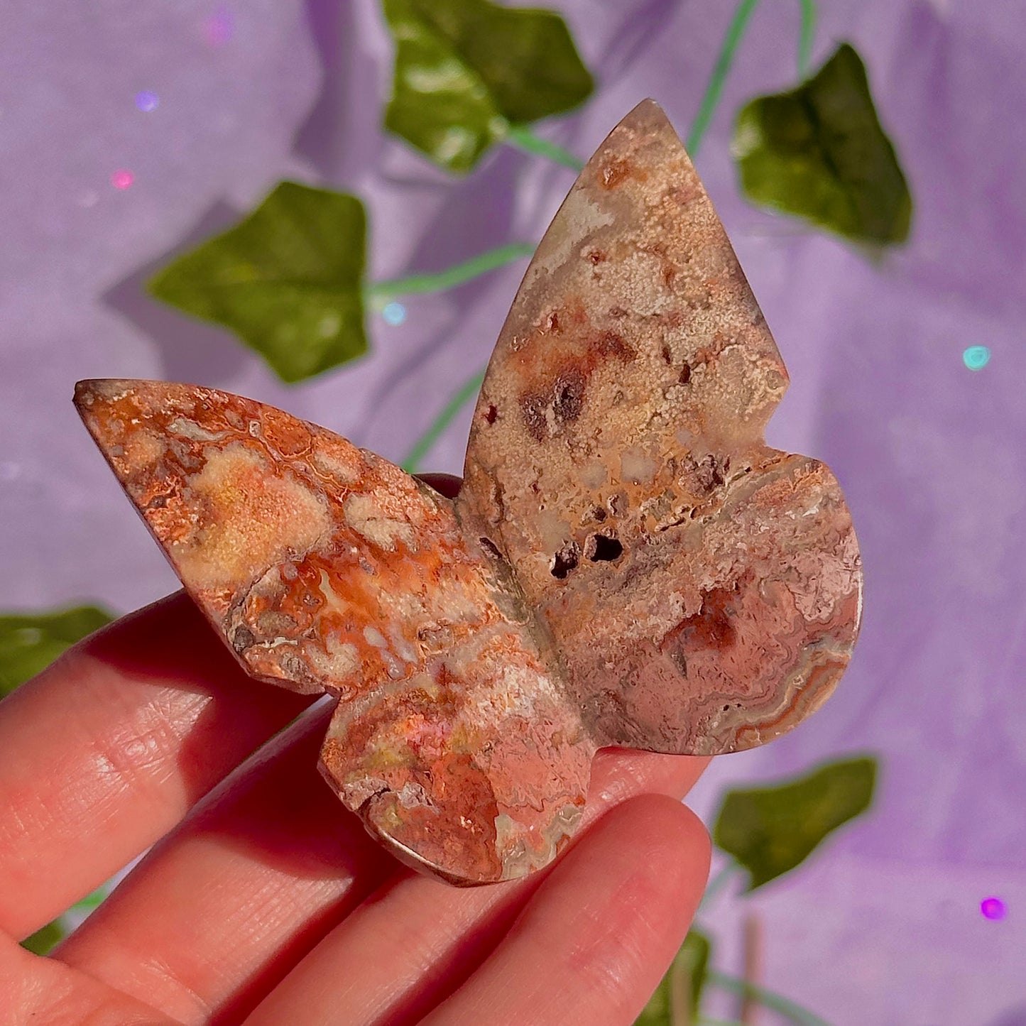 indonesian rare pink lace agate butterflies, self standing ~ choose your own
