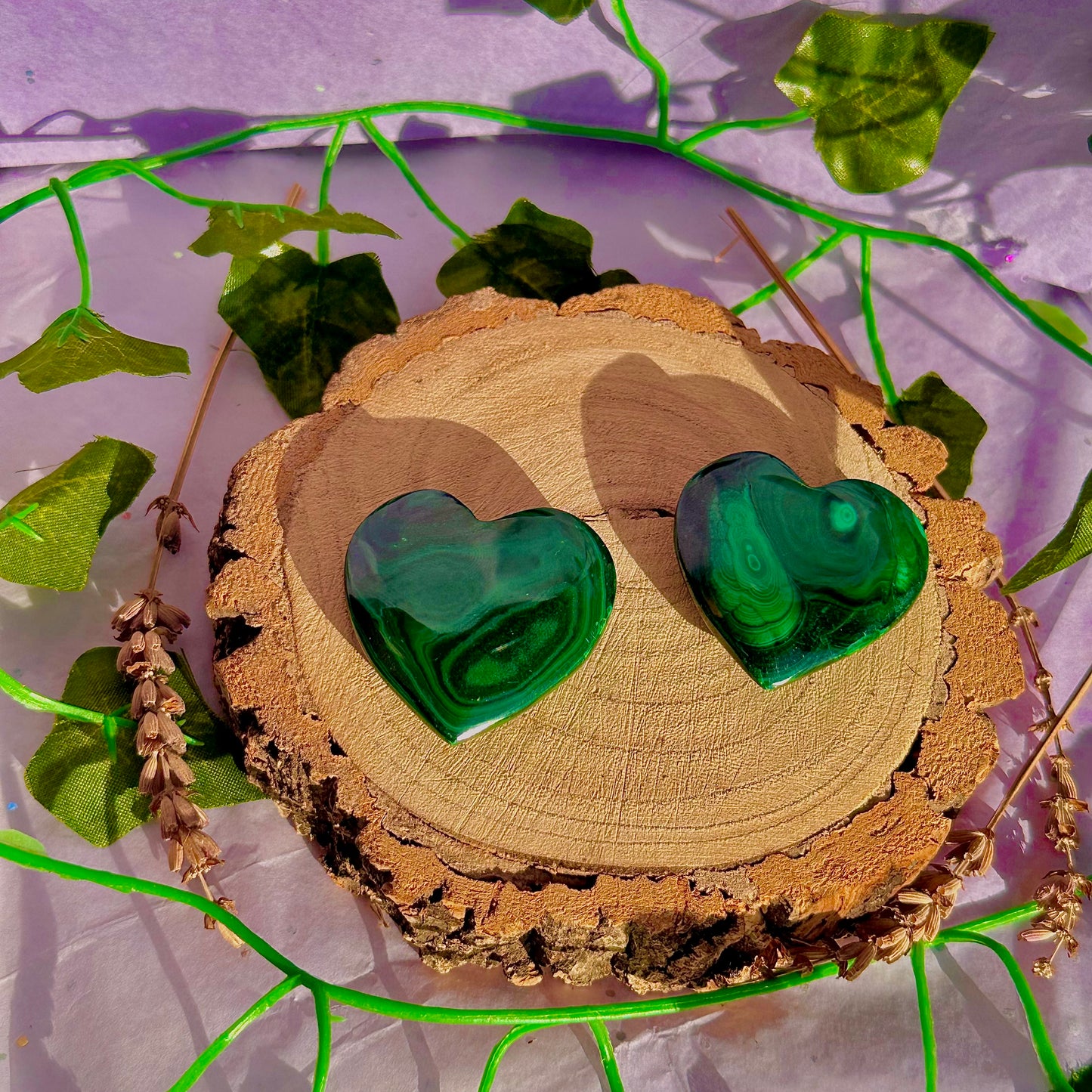 malachite heart carvings ~ intuitively chosen