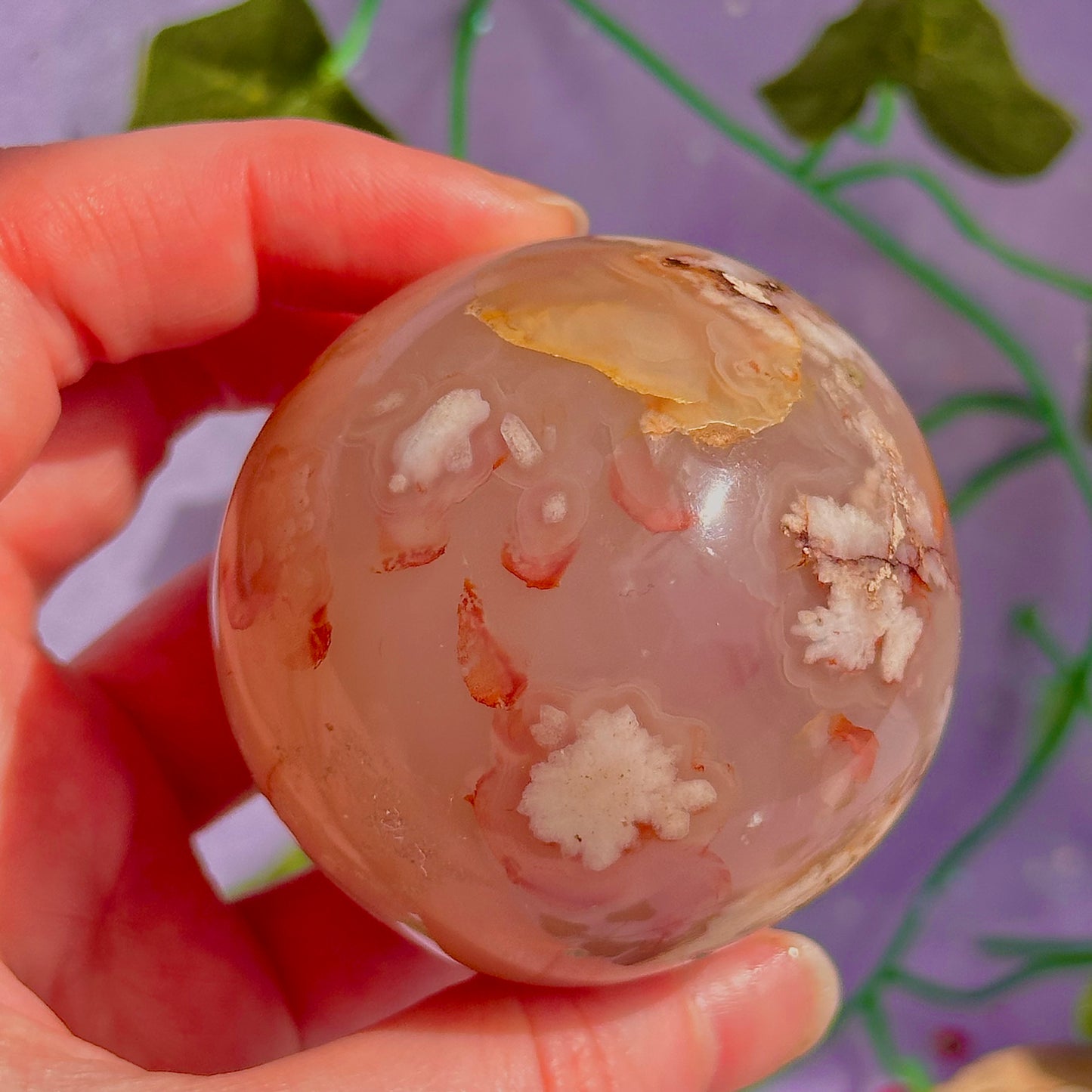 flower agate sphere