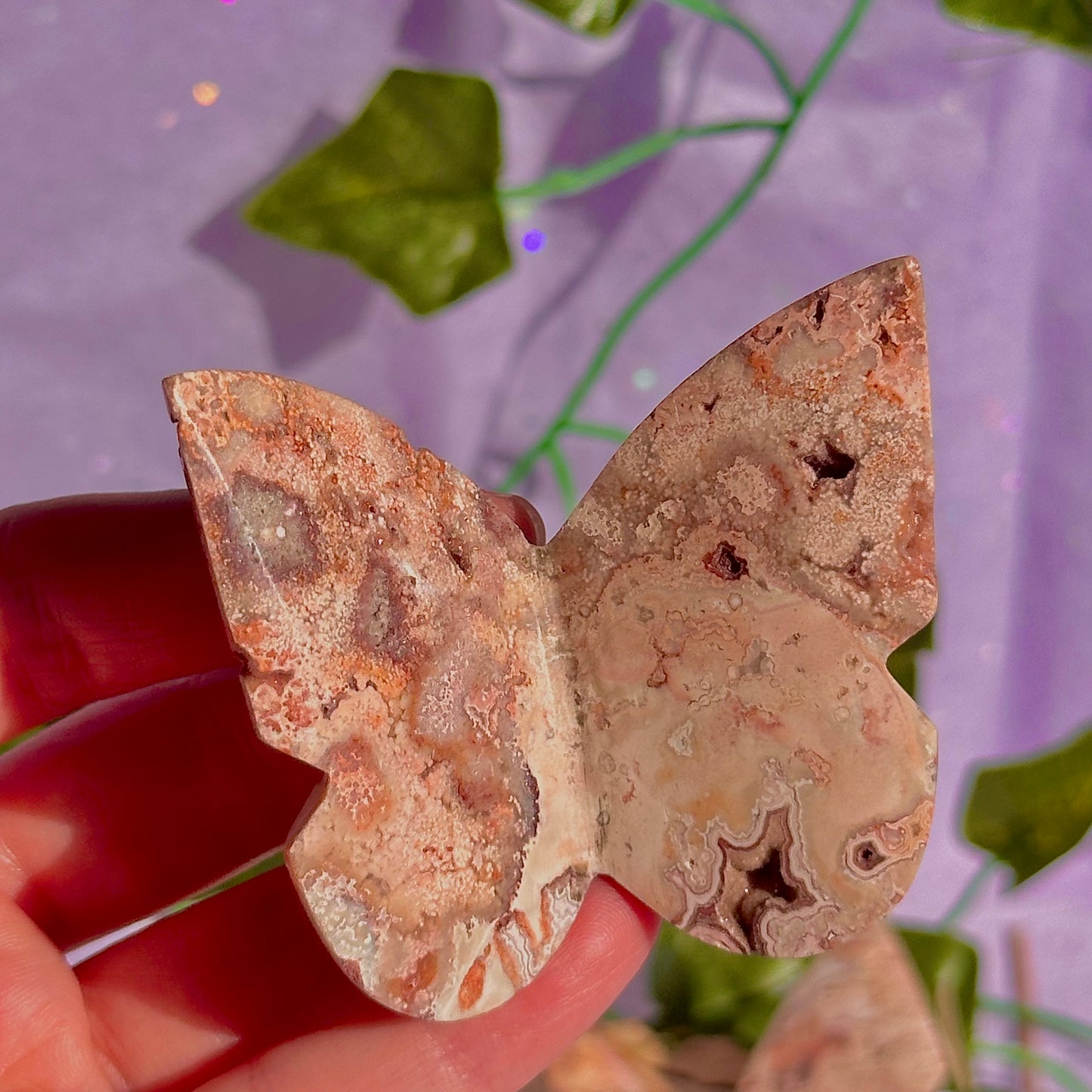 indonesian rare pink lace agate butterflies, self standing ~ choose your own