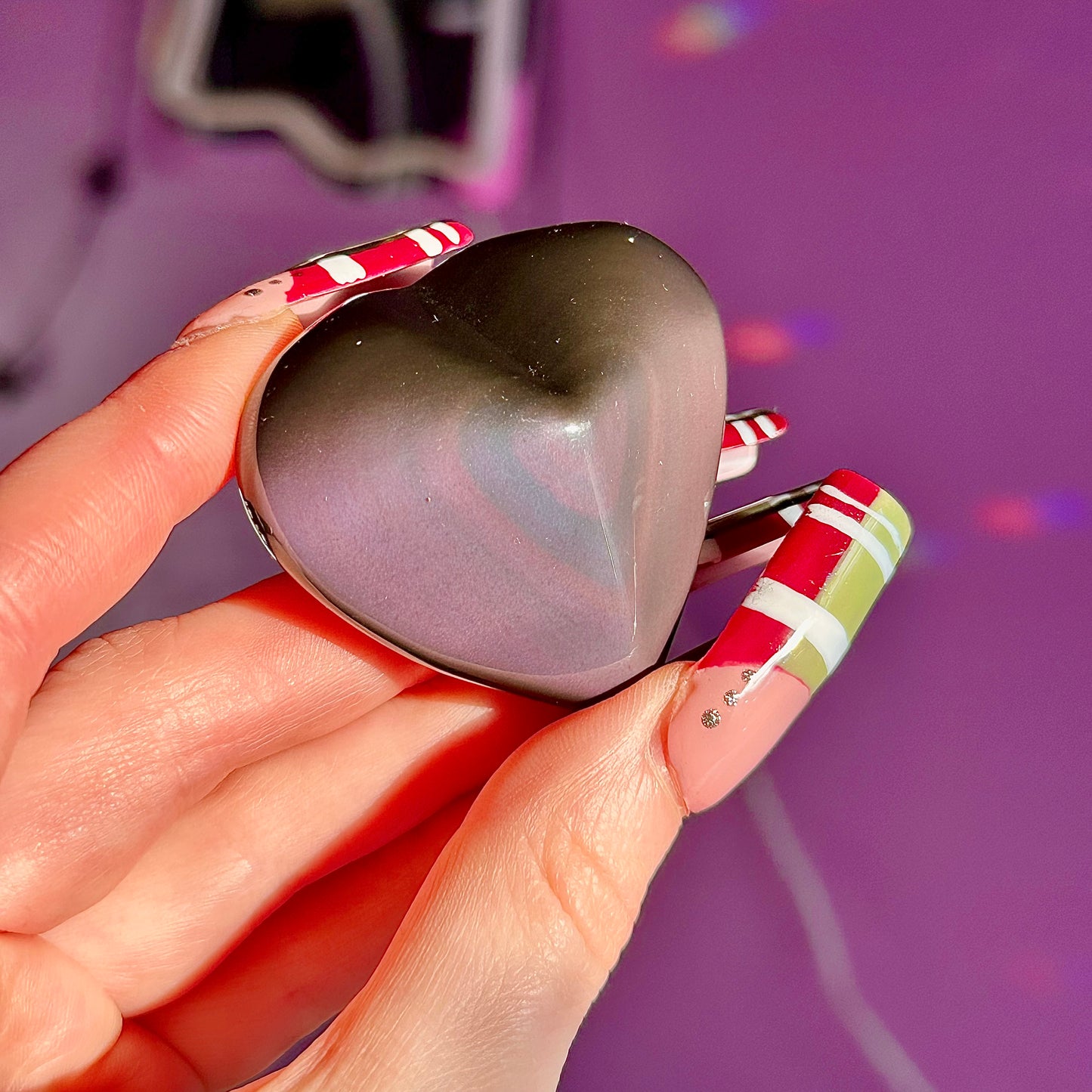 rainbow obsidian heart carvings A & B