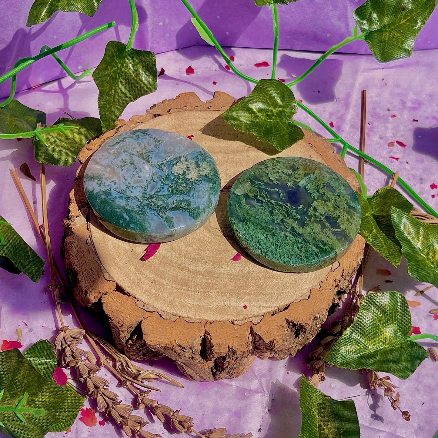 moss agate disc A & B
