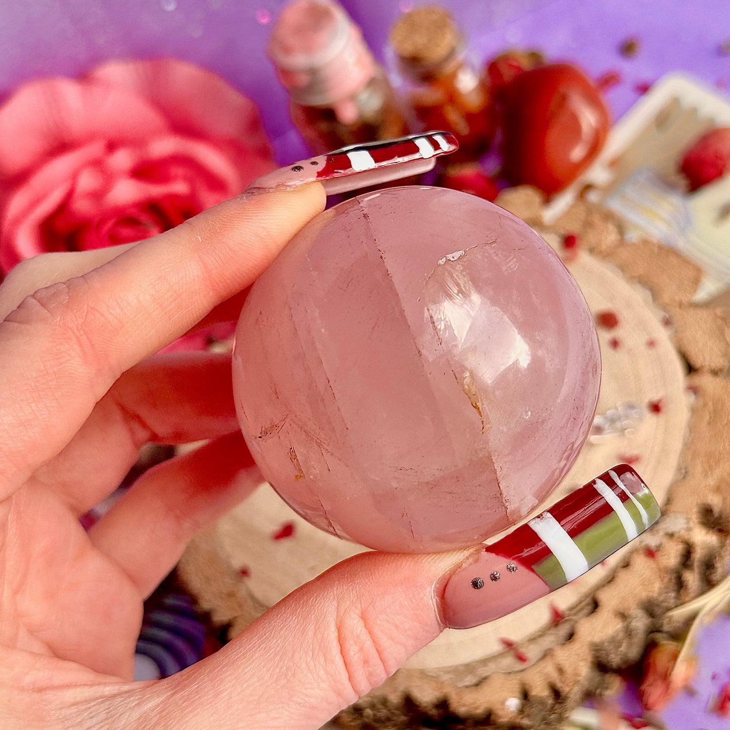 starlight asterism rose quartz sphere A