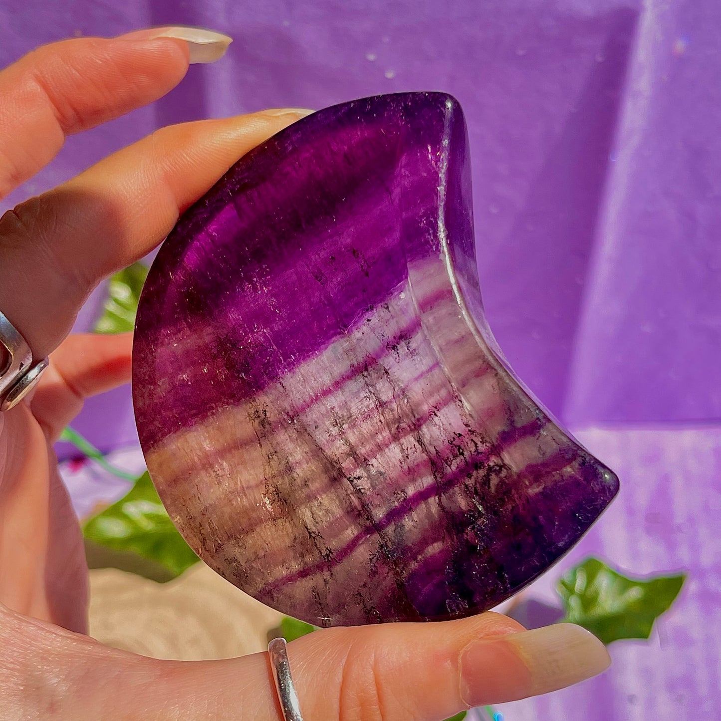 rainbow fluorite moon bowl C