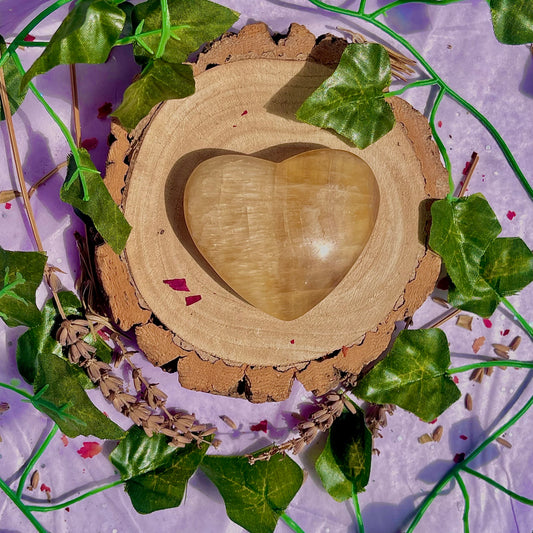 yellow fluorite heart carving