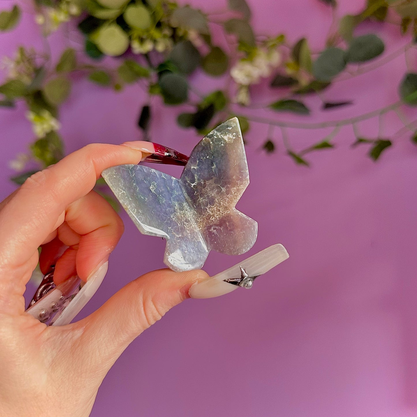 grape agate butterfly carving ~ intuitively chosen