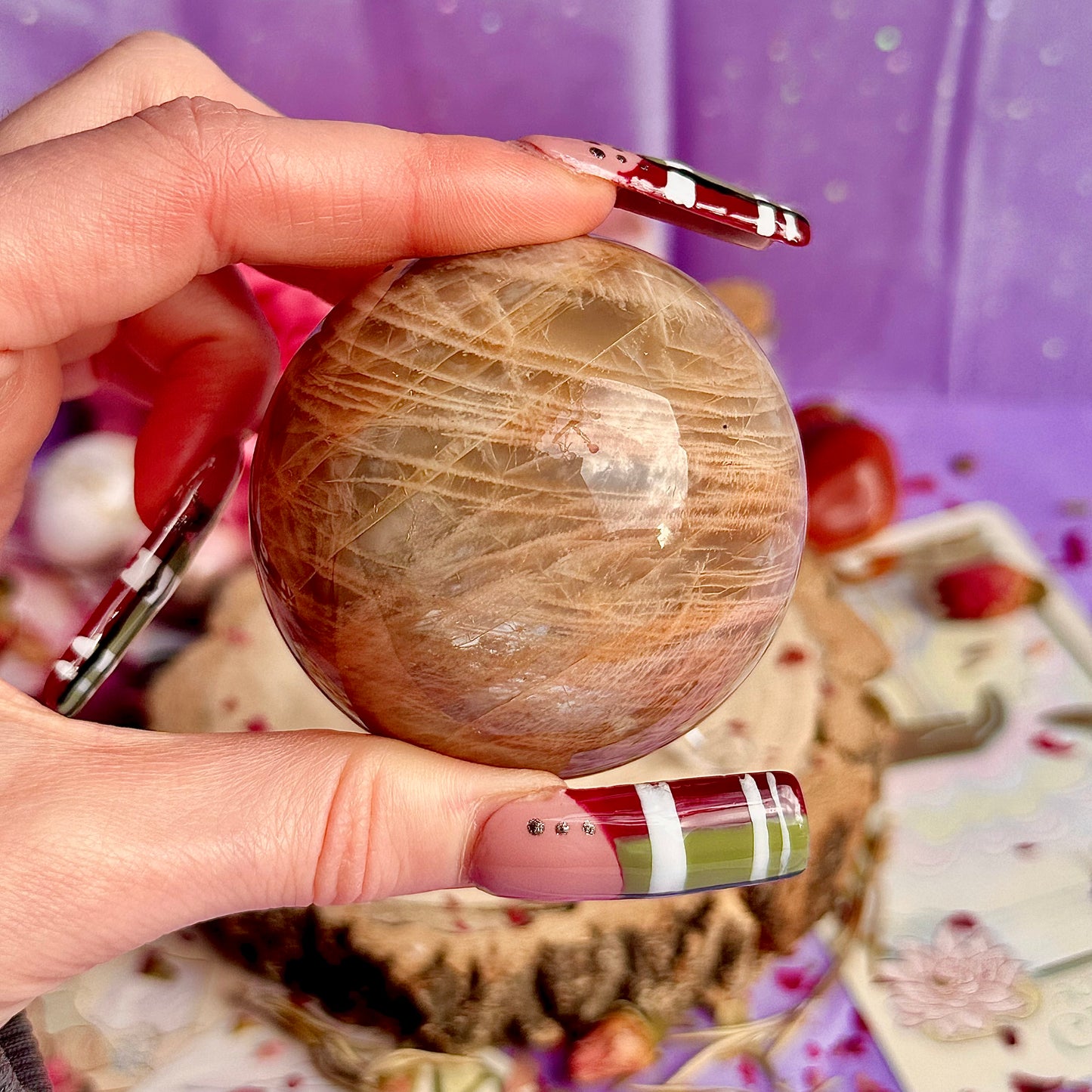 sphère de pierre de lune rose A