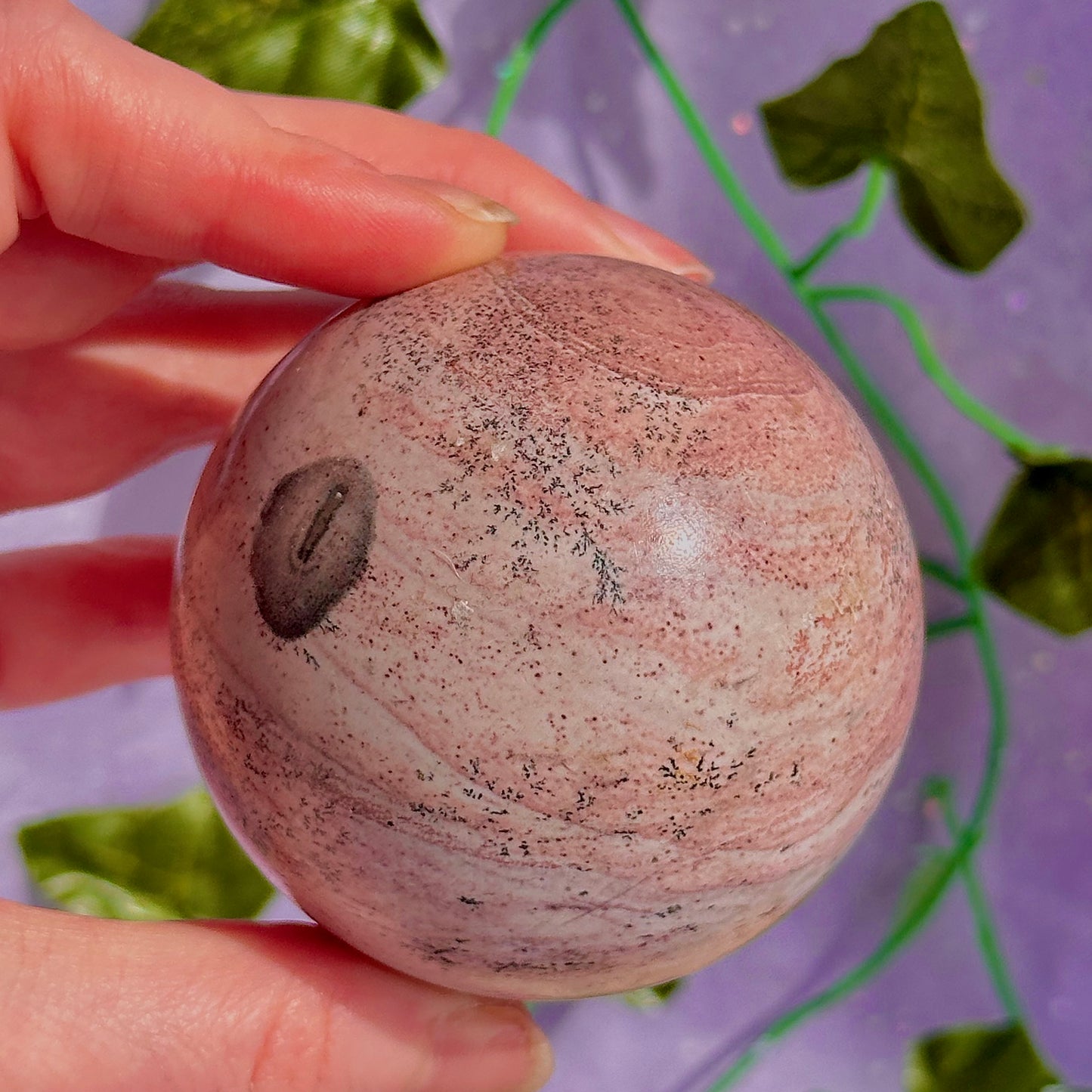 pink picture jasper sphere