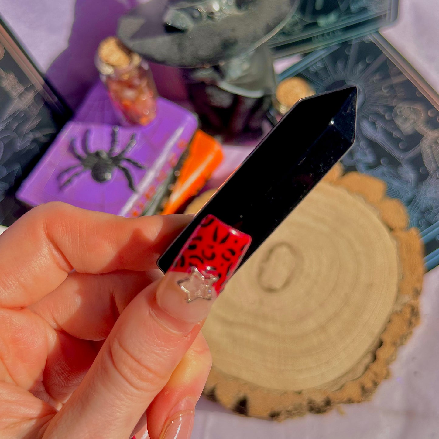 black obsidian point