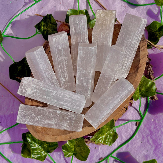 satin spar selenite small wands (raw/rough)
