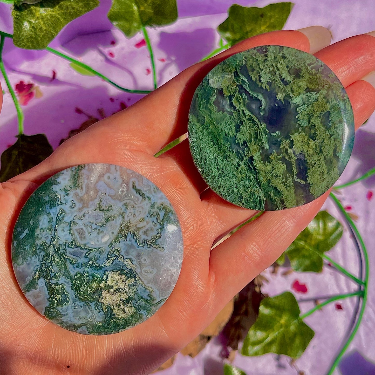 moss agate disc A & B