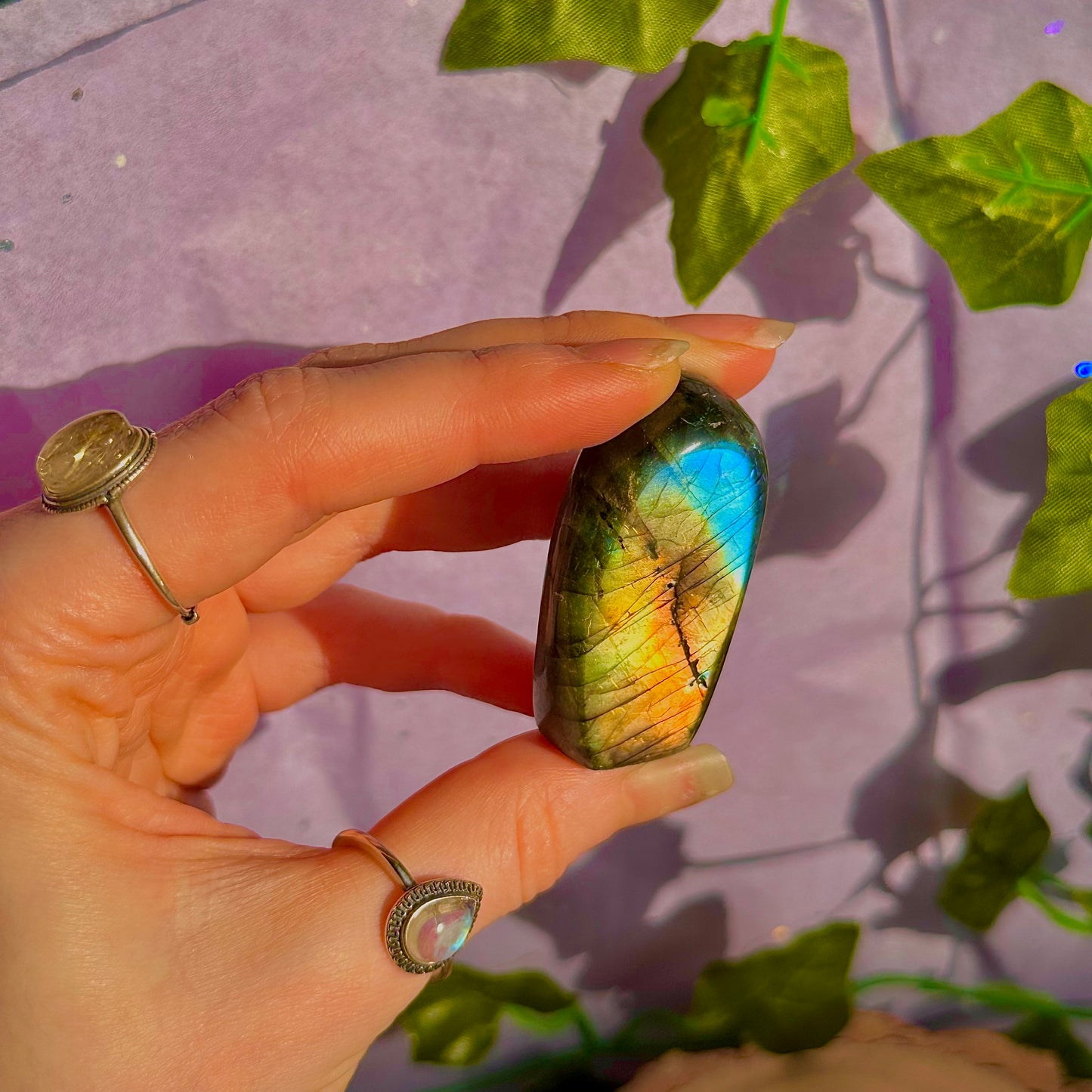 labradorite oil spill flash mini freeform ~ intuitively chosen